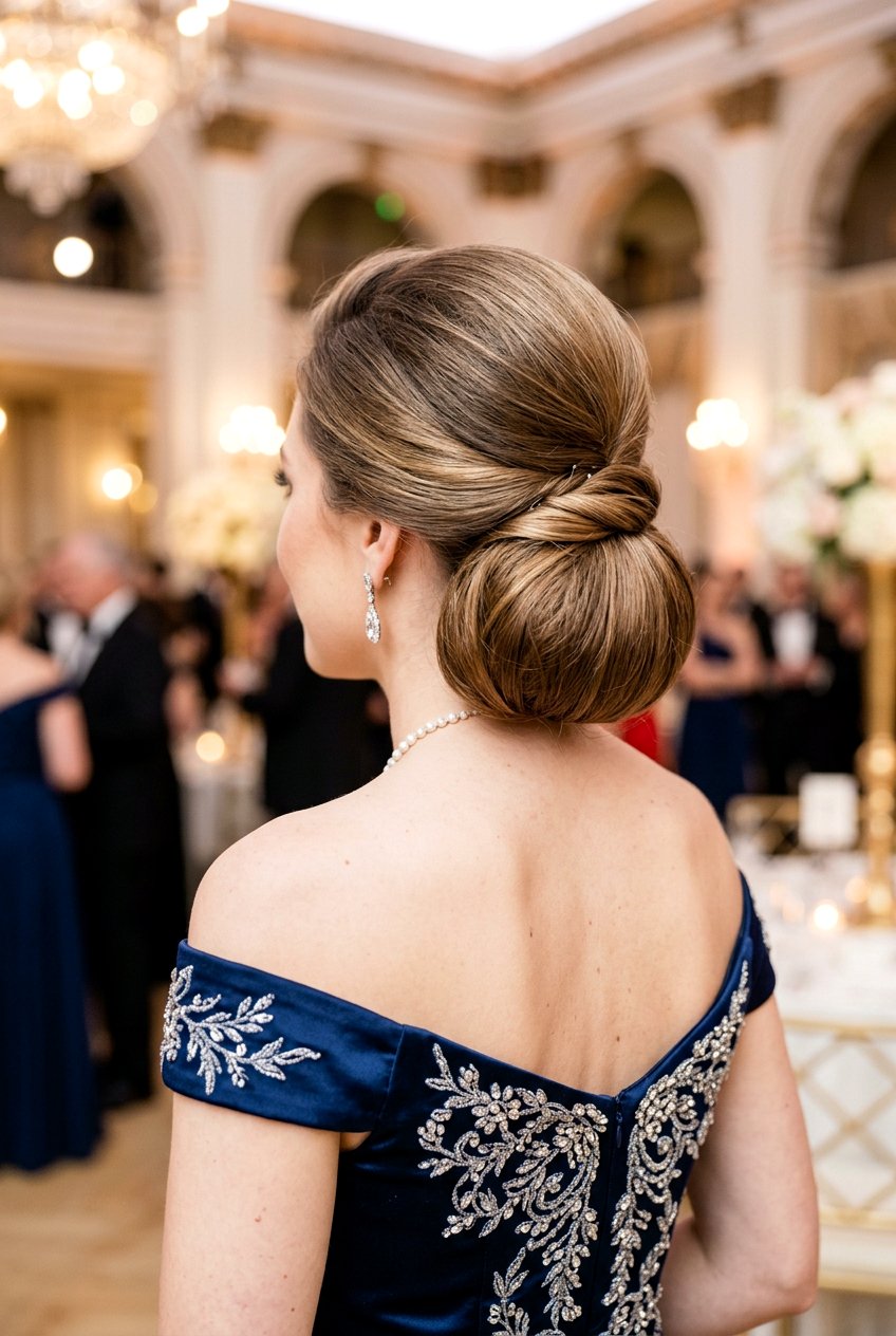 Low Bun With Crown Volume - 20 low bun for mother of the bride - 20 low bun for mother of the bride