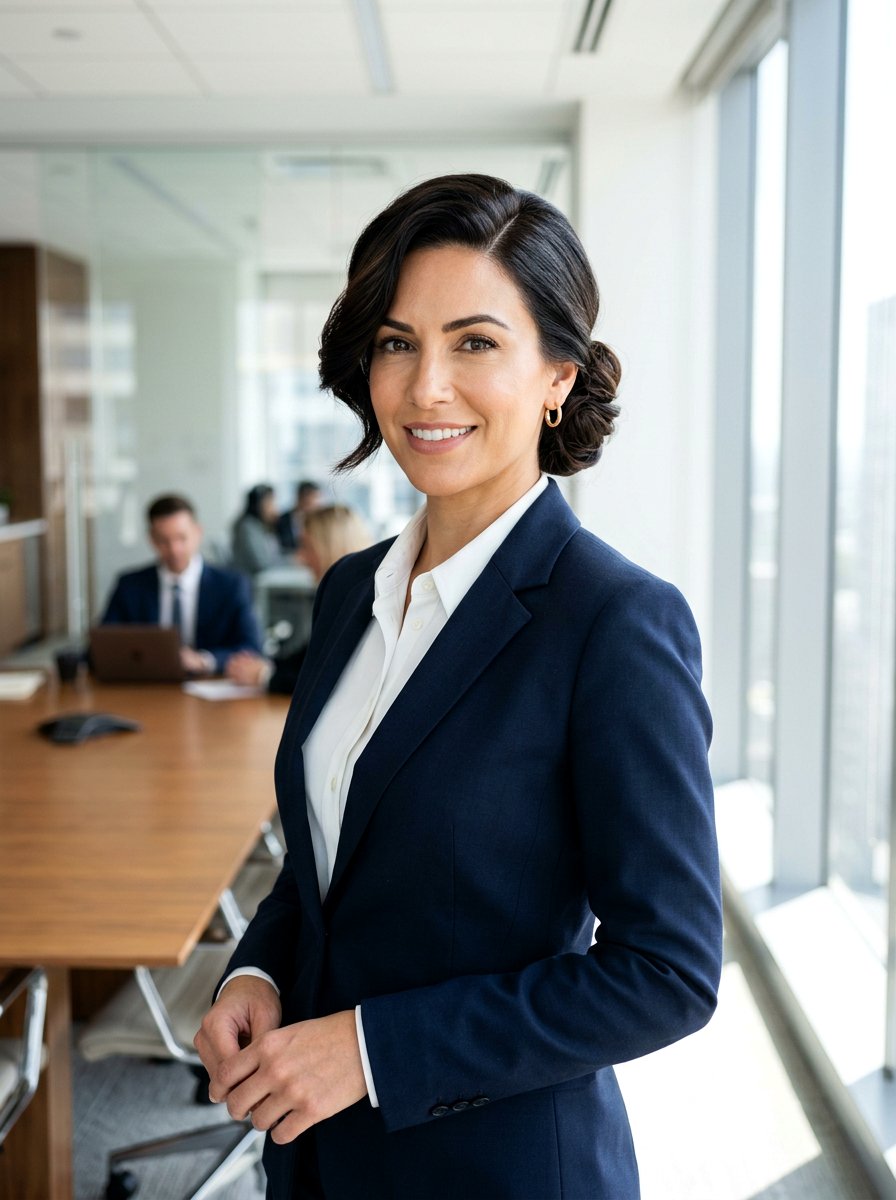 Low Bun With Deep Side Part - 20 interview hairstyle with smooth low bun - 20 interview hairstyle with smooth low bun