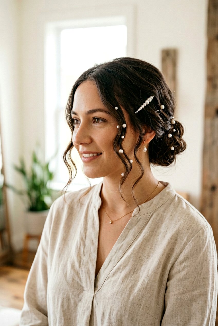20 Birthday Hairstyle with Low Bun and Pearls to Adore
