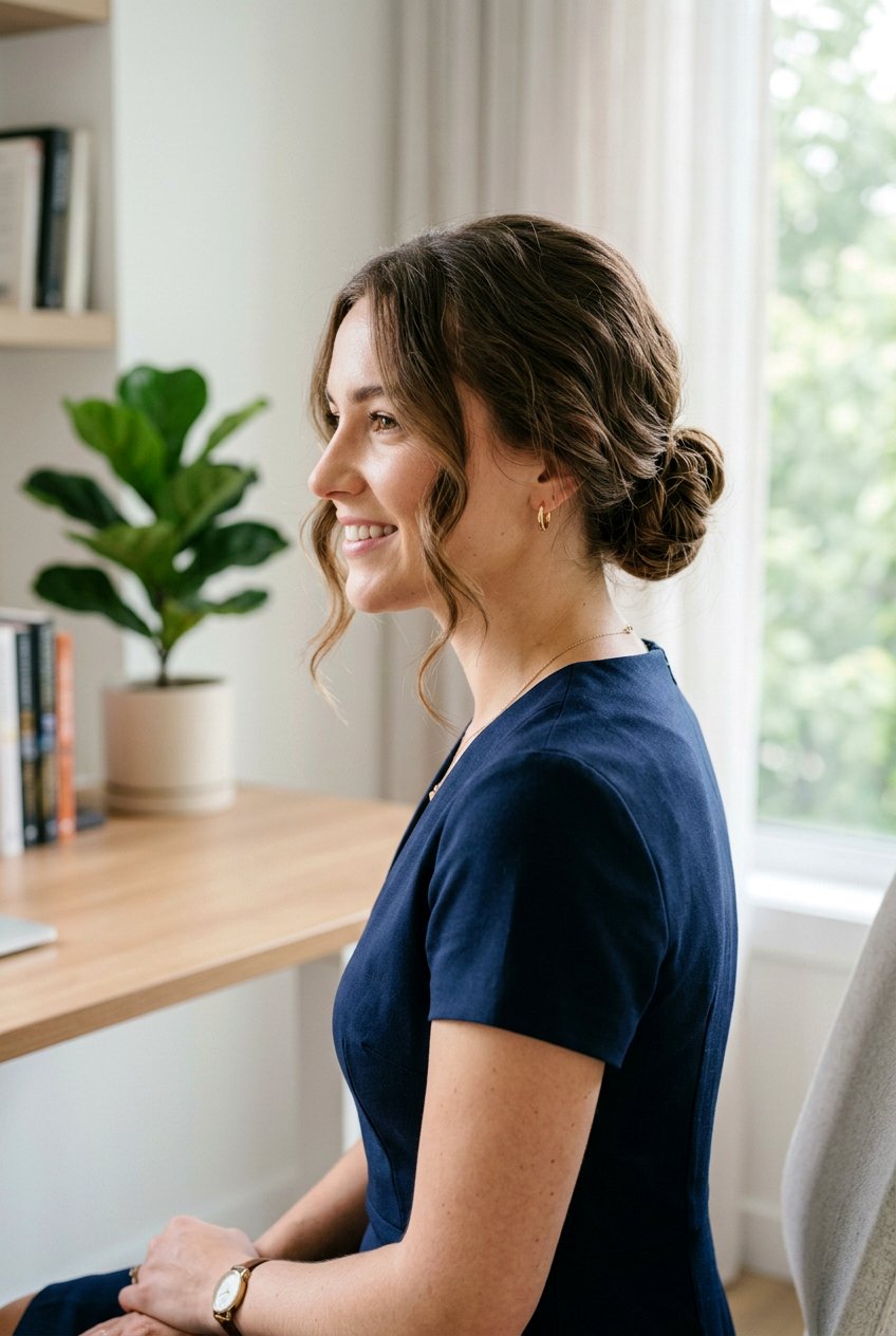 Low Bun With Face Framing Pieces - 20 minimalist office bun hairstyle - 20 minimalist office bun hairstyle