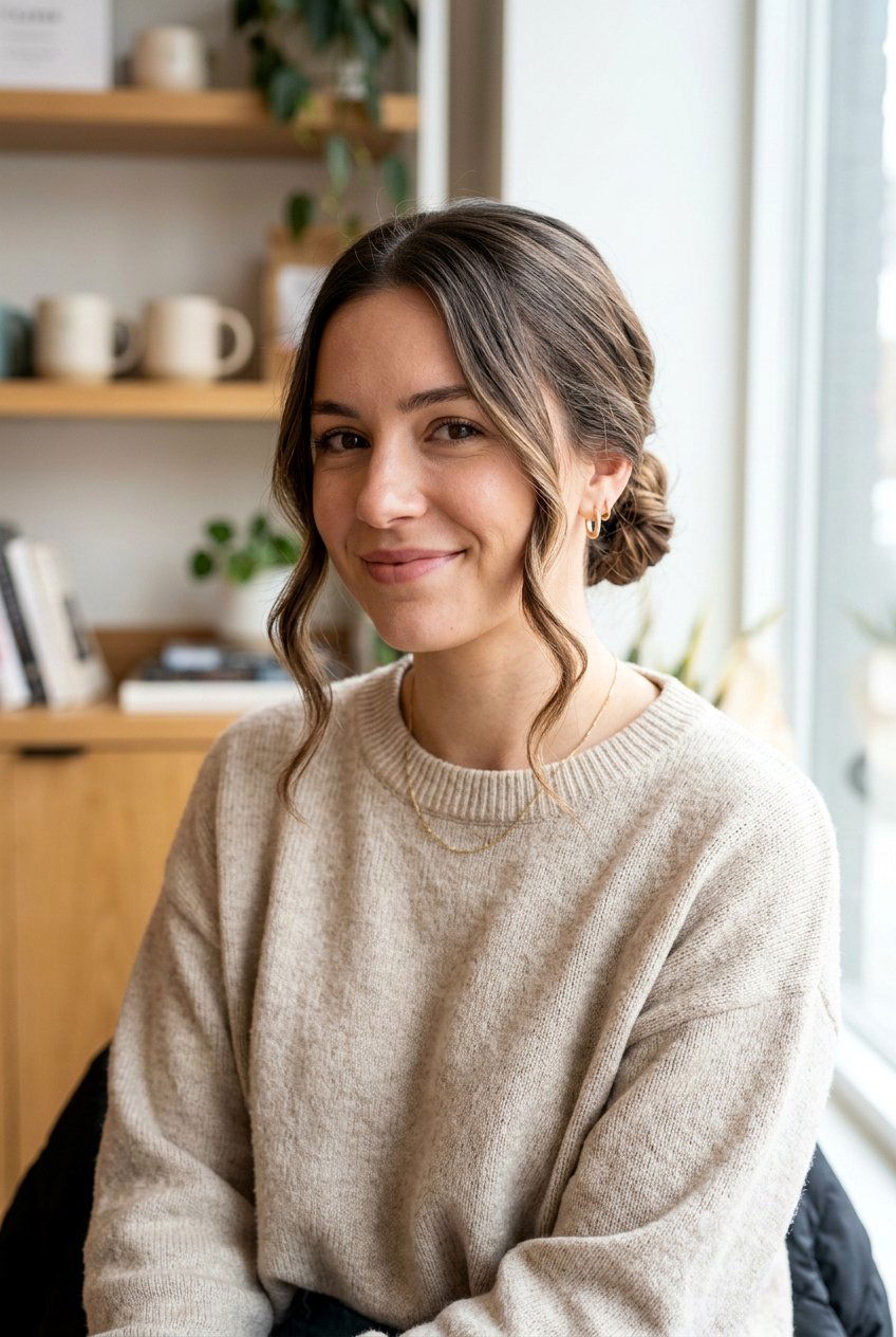 Low Bun With Face Framing Pieces for Moms - 20 easy hairstyles for moms - 20 easy hairstyles for moms