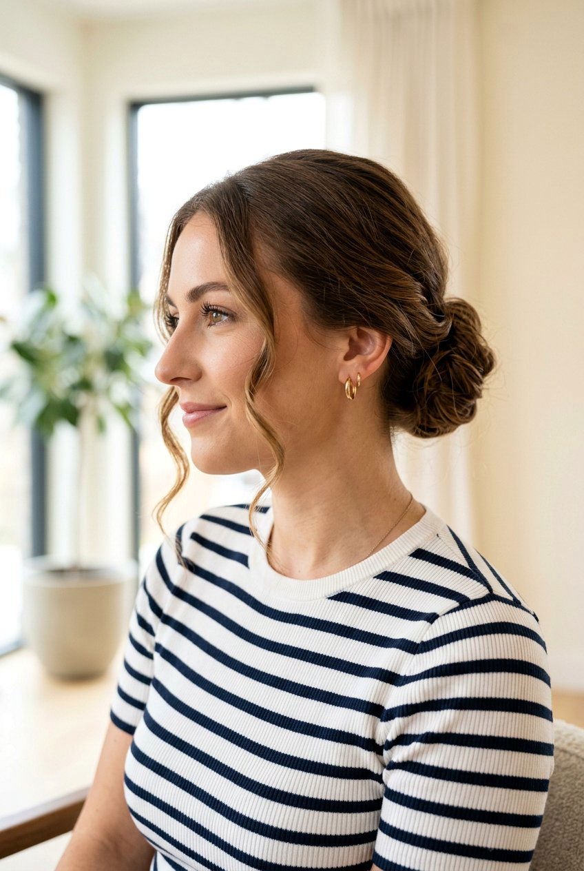 Low Bun With Front Pieces - 20 school hairstyle with low bun - 20 school hairstyle with low bun