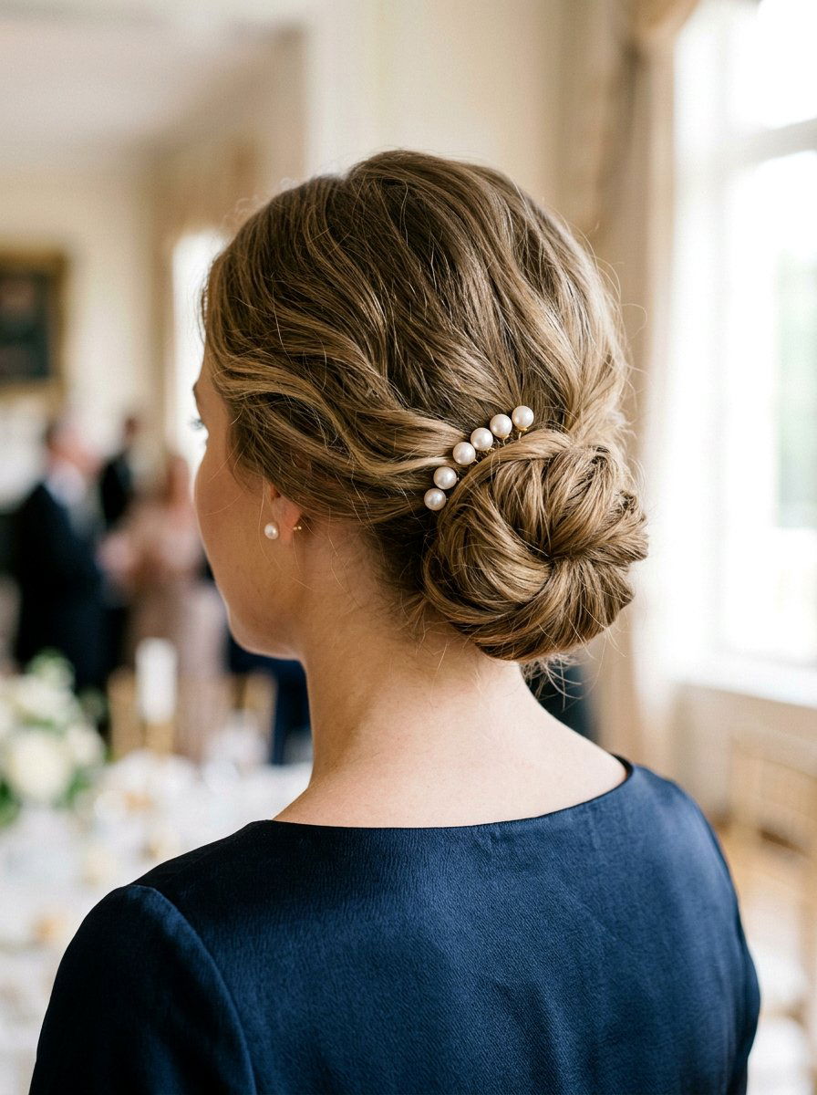 Low Bun With Hair Accessories For Wedding Guest - 20 soft low bun for wedding guest - 20 soft low bun for wedding guest