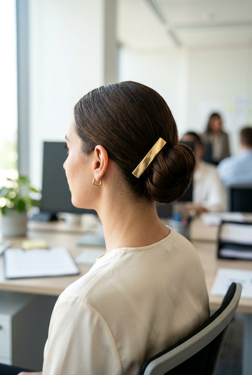 Low Bun With Hair Accessory - 20 low bun for corporate women - 20 low bun for corporate women