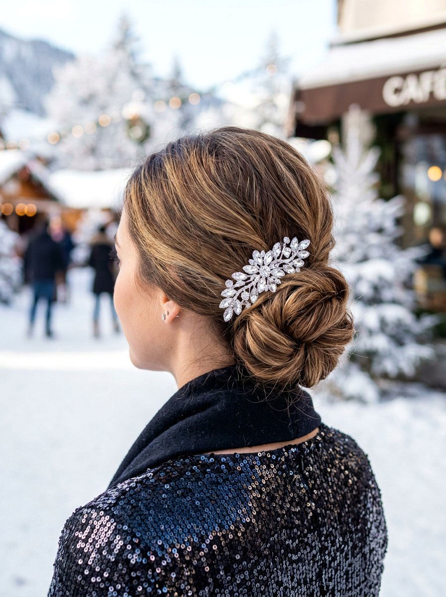 Low Bun With Hair Accessory - 20 date night hairstyle with low bun - 20 date night hairstyle with low bun