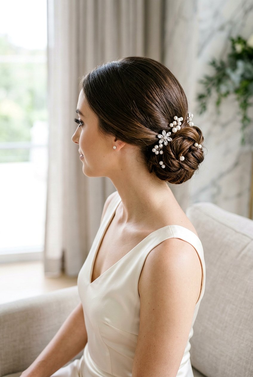 Low Bun With Hair Pins - 20 low bun wedding guest hairstyle - 20 low bun wedding guest hairstyle