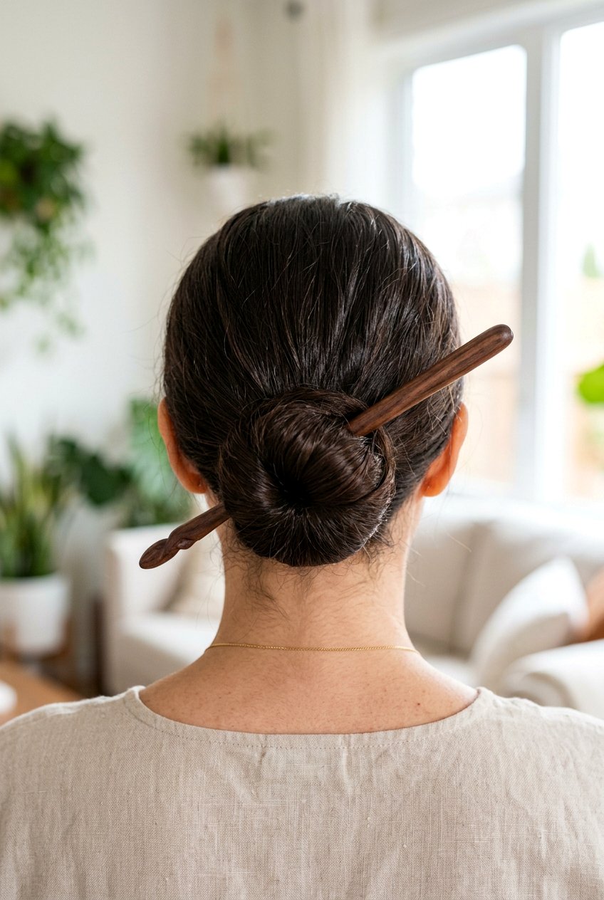 Low Bun With Hair Stick - 20 dark academia low bun hairstyle - 20 dark academia low bun hairstyle