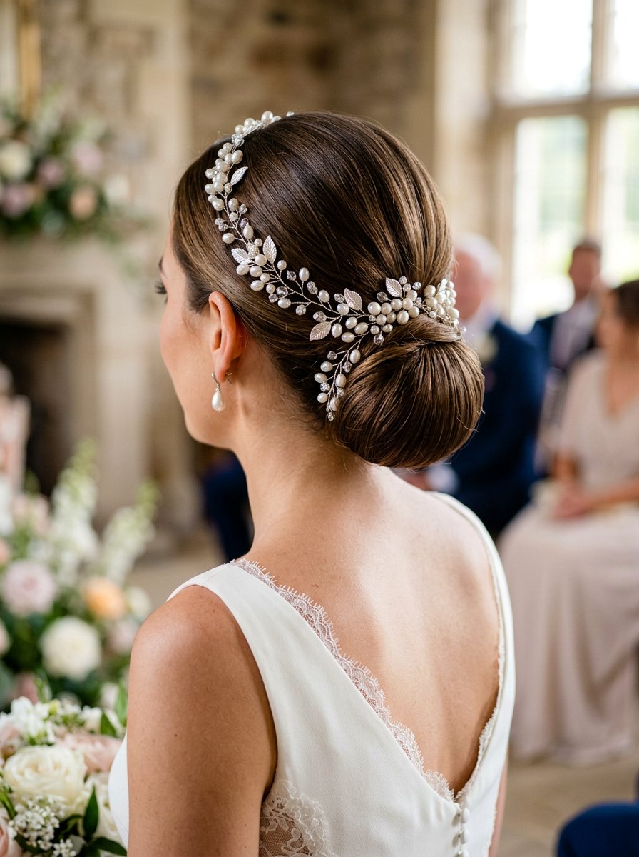 Low Bun With Hair Vine - 20 wedding hairstyles with hair vines - 20 wedding hairstyles with hair vines