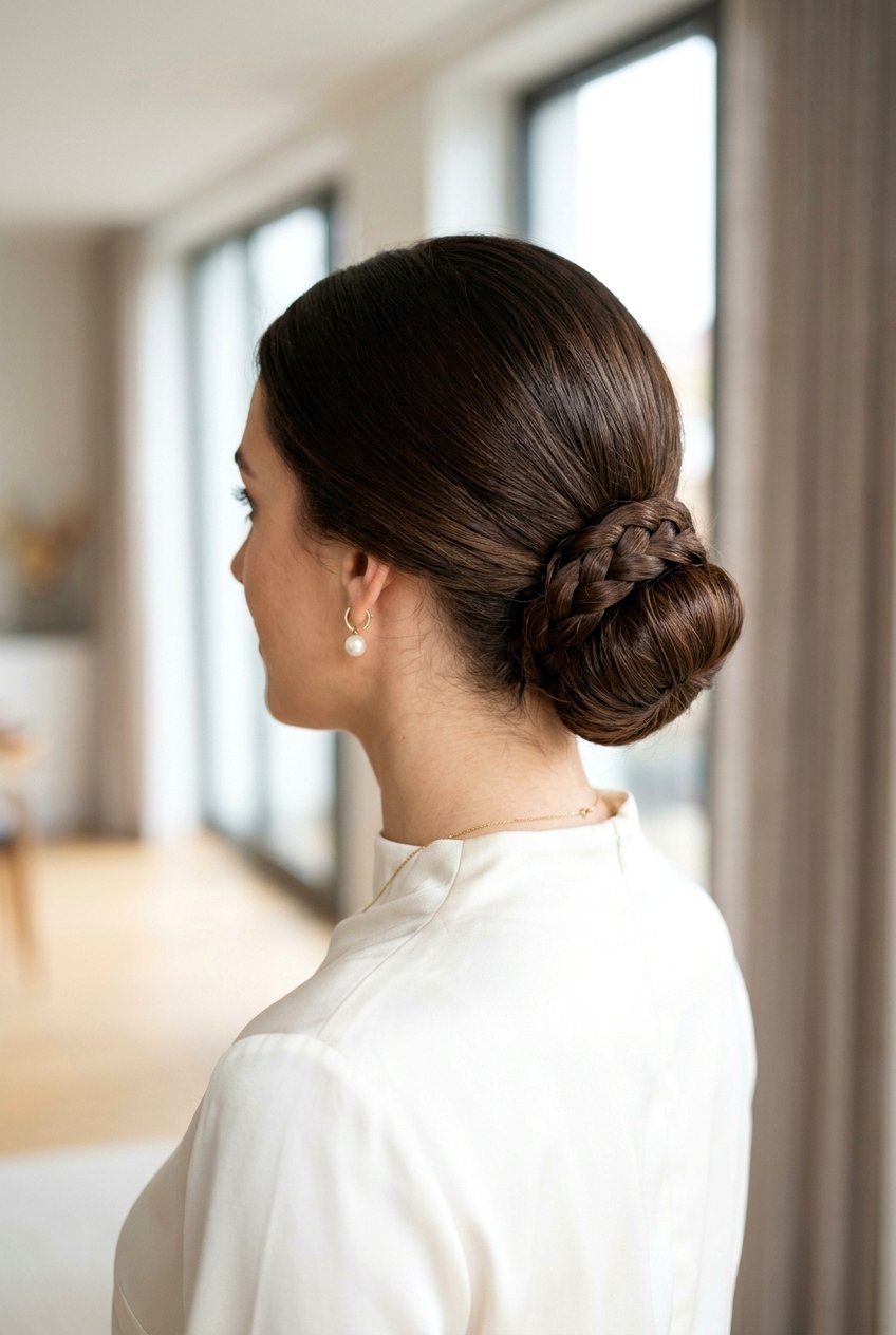 Low Bun With Hidden Braid Detail - 20 festive low bun with braid - 20 festive low bun with braid