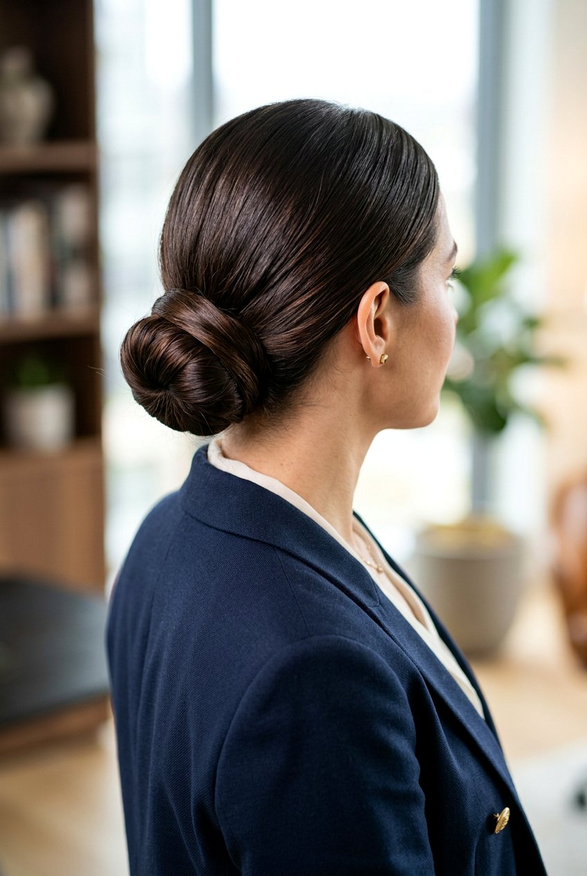 Low Bun With Hidden Elastic - 20 school hairstyle with low bun - 20 school hairstyle with low bun