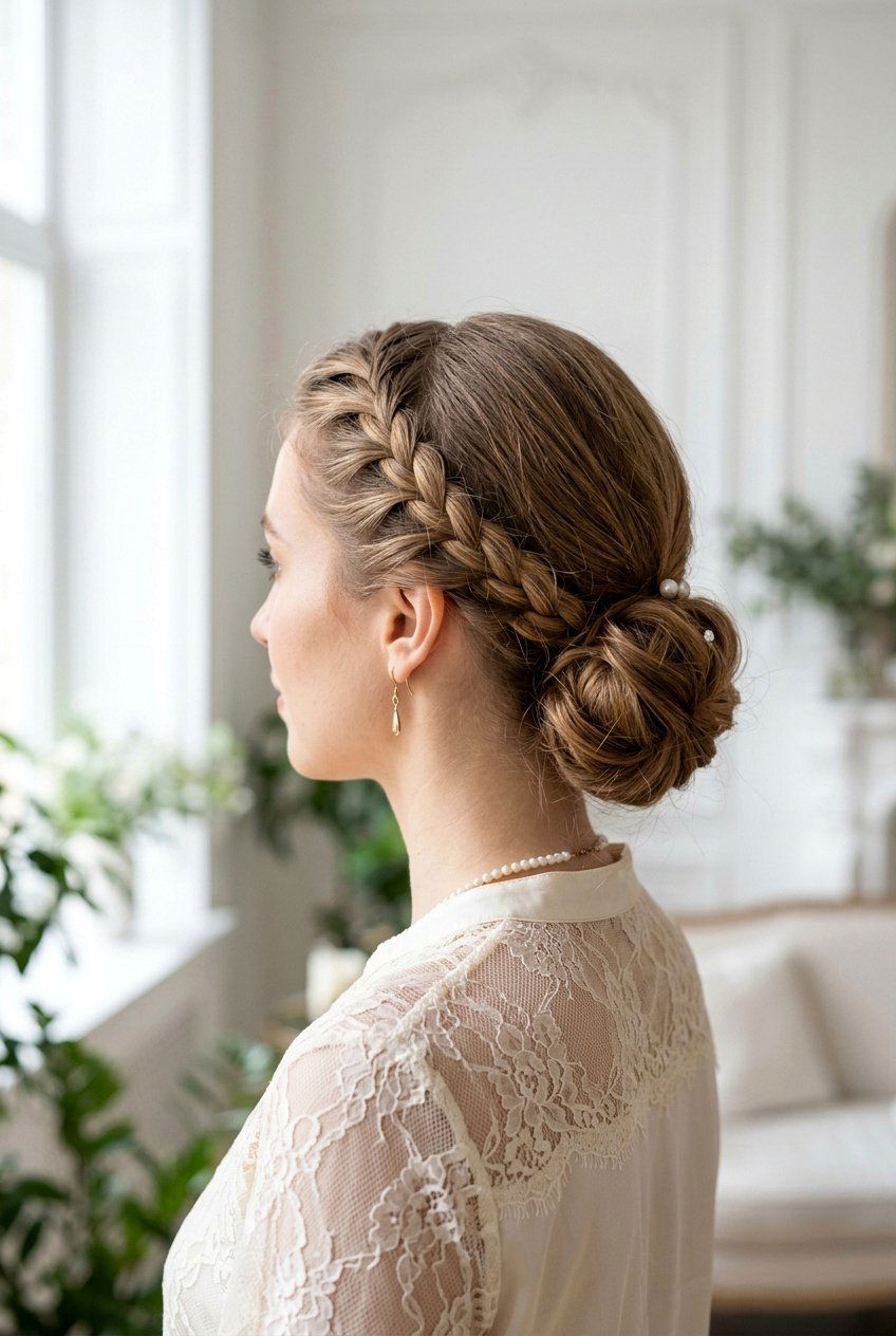 Low Bun With Lace Braid - 20 festive low bun with braid - 20 festive low bun with braid