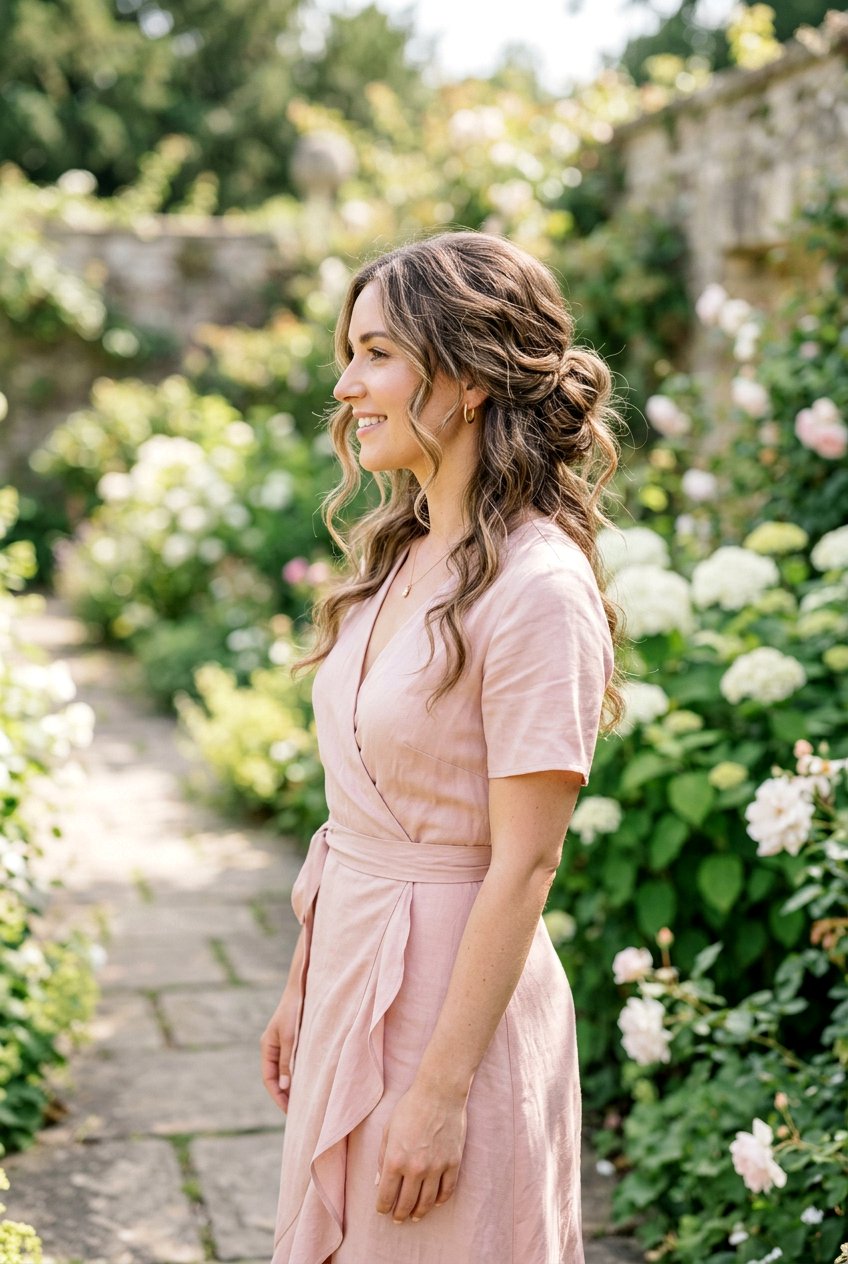 Low Bun With Loose Waves - 20 low bun wedding guest hairstyle - 20 low bun wedding guest hairstyle