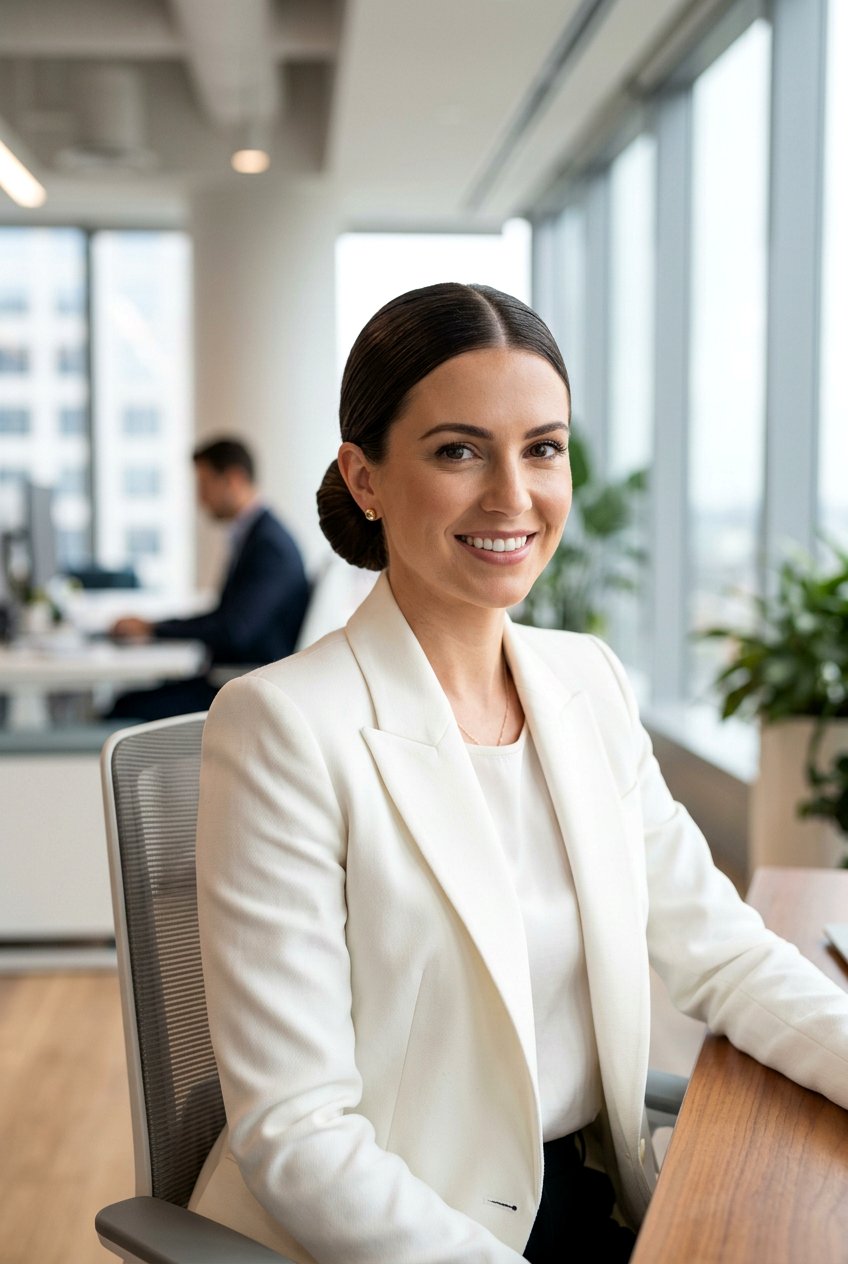 Low Bun With Middle Part - 20 low bun for corporate women - 20 low bun for corporate women