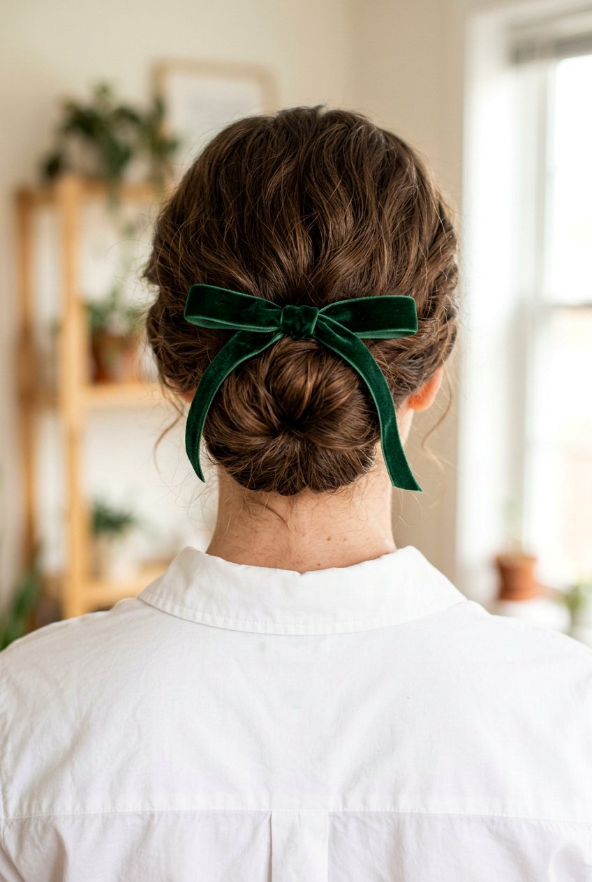 Low Bun With Ribbon - 20 dark academia low bun hairstyle - 20 dark academia low bun hairstyle