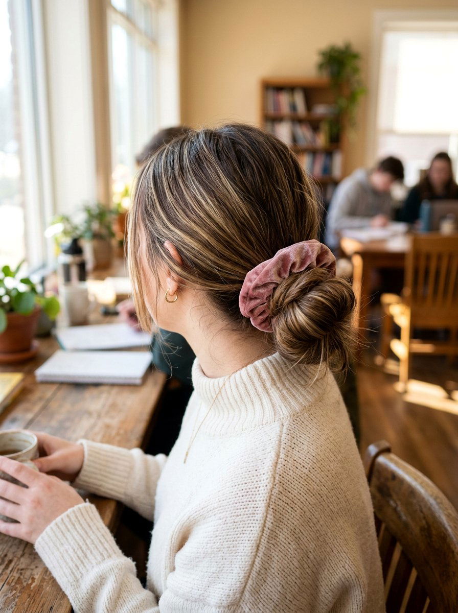 Low Bun With Scrunchie - 20 college girls low bun for class - 20 college girls low bun for class