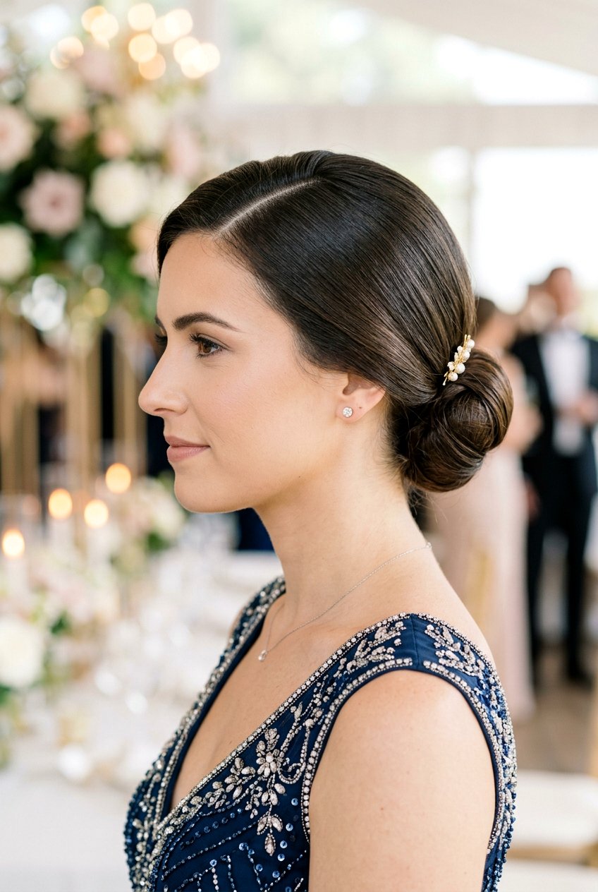 Low Bun With Side Part - 20 eid party hairstyles for women - 20 eid party hairstyles for women