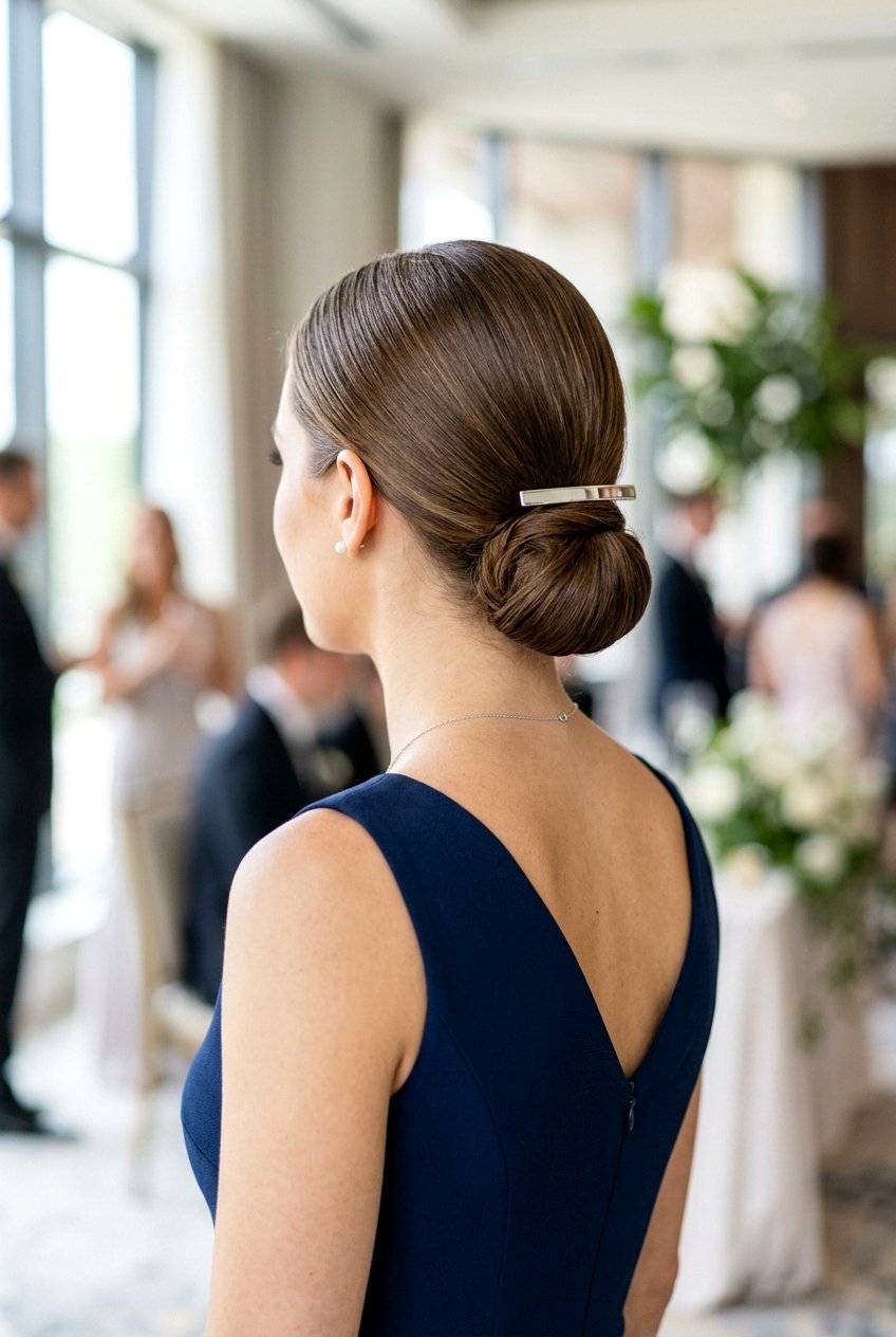 Low Bun With Slim Barrette - 20 low bun for mother of the bride - 20 low bun for mother of the bride