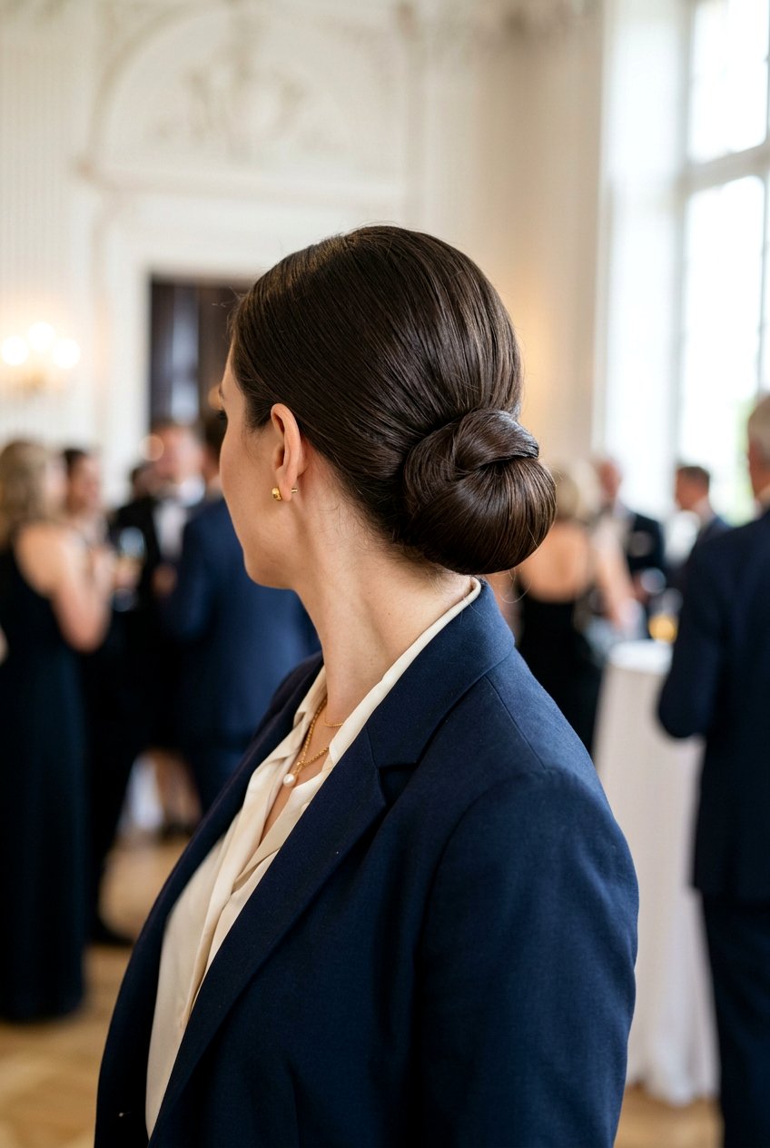 Low Bun With Tucked Ends Finish - 20 neat low bun for office - 20 neat low bun for office