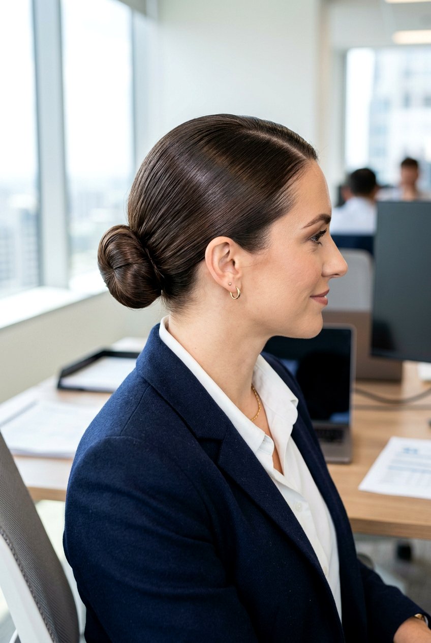 Low Bun With Tucked Ends - 20 low bun for corporate women - 20 low bun for corporate women