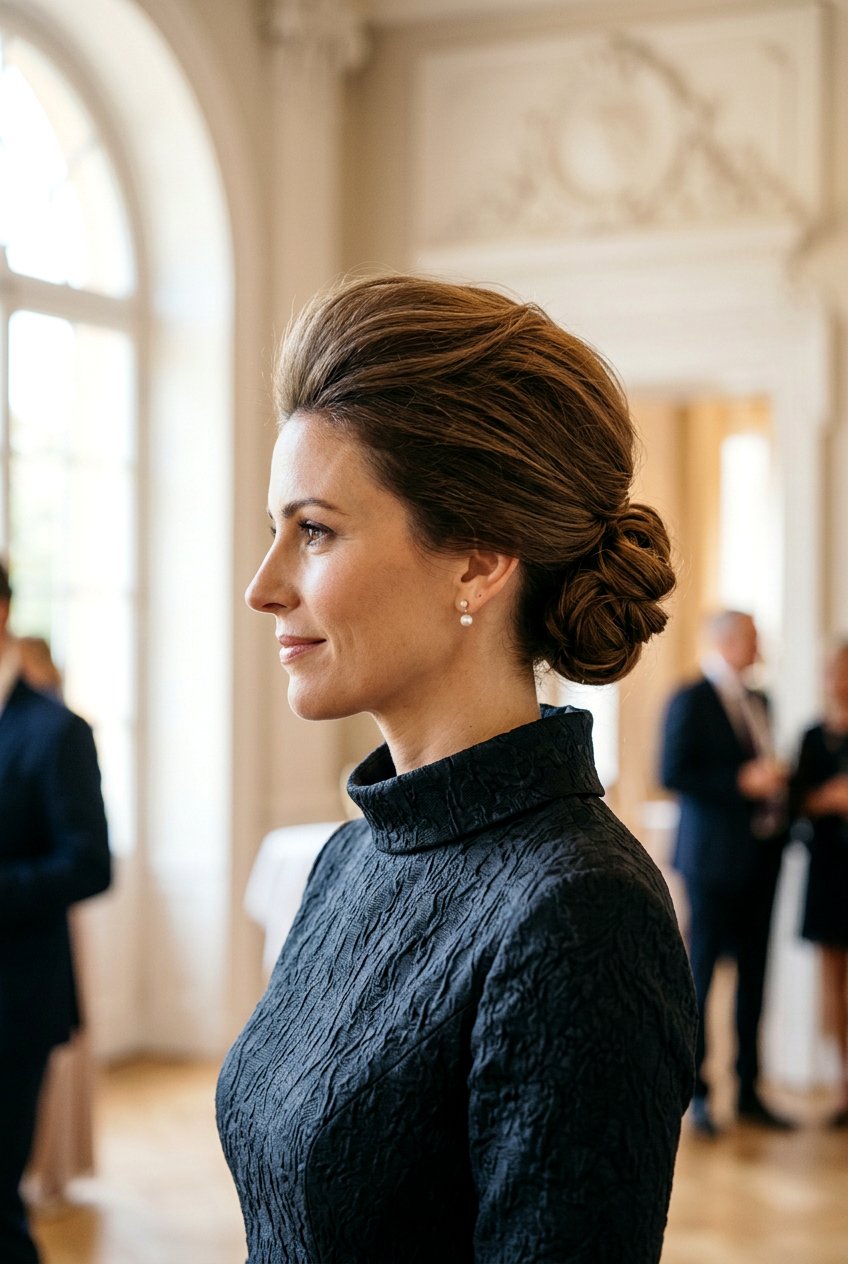 Low Bun With Volume At Crown - 20 low bun wedding guest hairstyle - 20 low bun wedding guest hairstyle