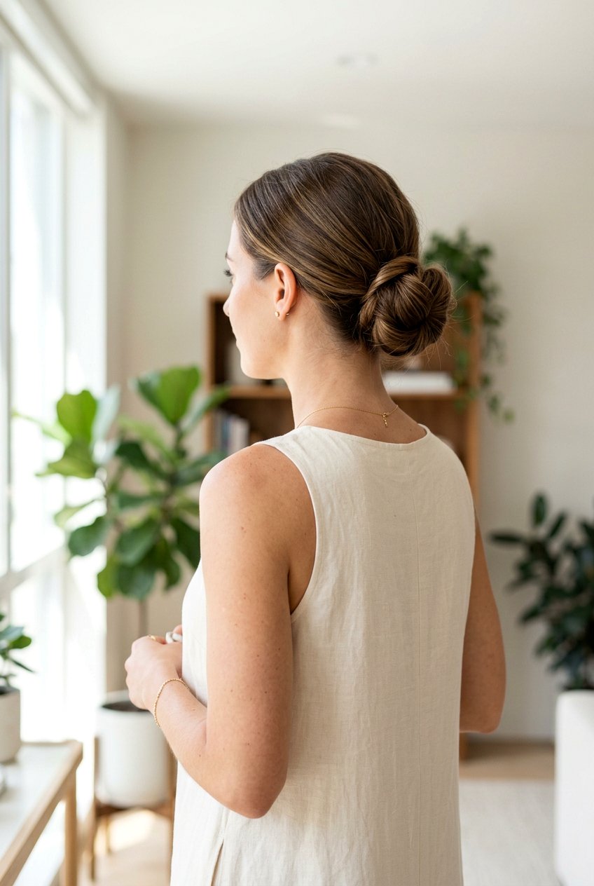 Low Bun With Wrapped Hair Tie - 20 low bun wedding guest hairstyle - 20 low bun wedding guest hairstyle