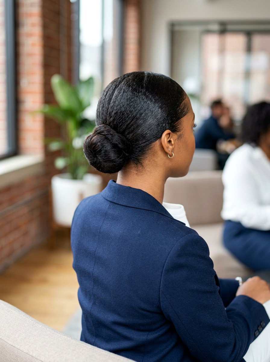 Low Bun for Natural Hair - 20 simple work hairstyle for natural hair - 20 simple work hairstyle for natural hair