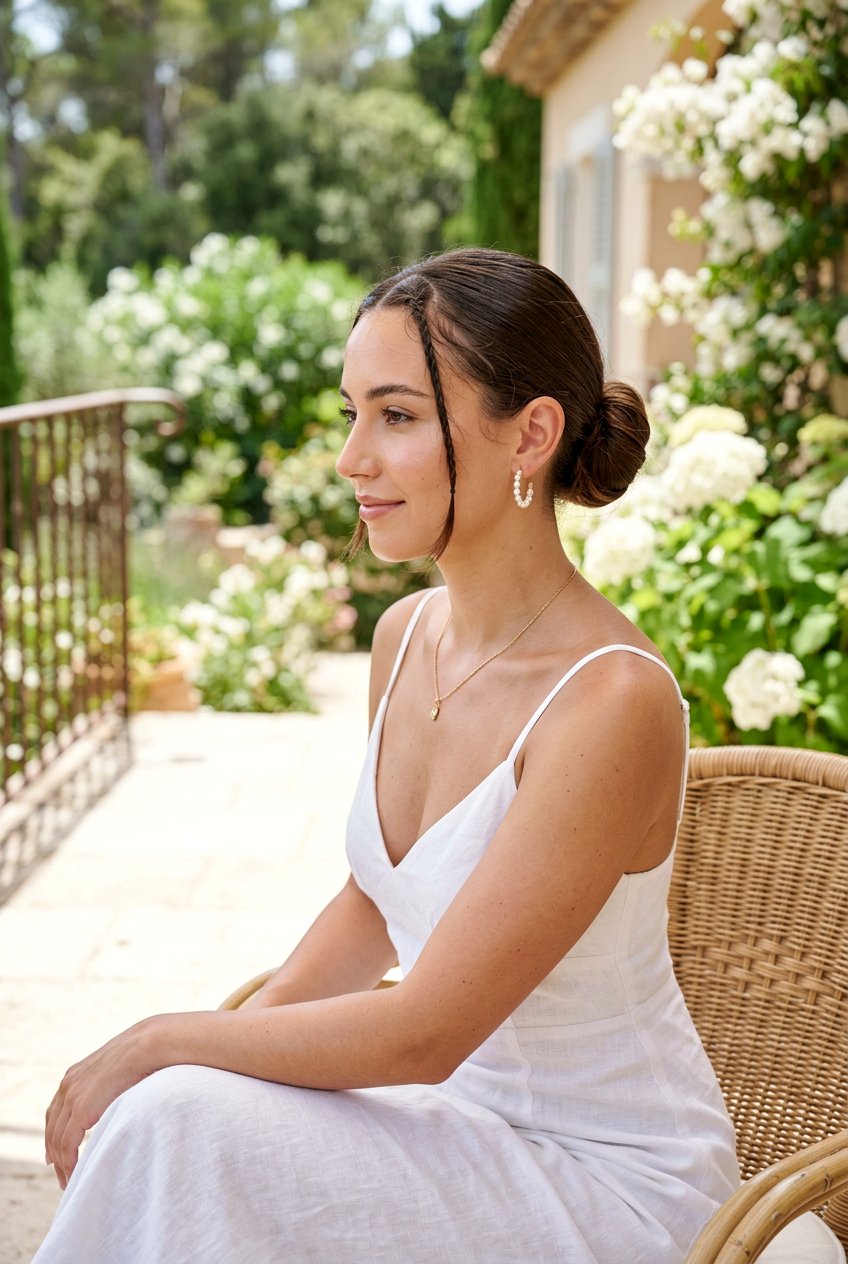 Low Bun with Loose Baby Braids - 20 summer hairstyles for women - 20 summer hairstyles for women