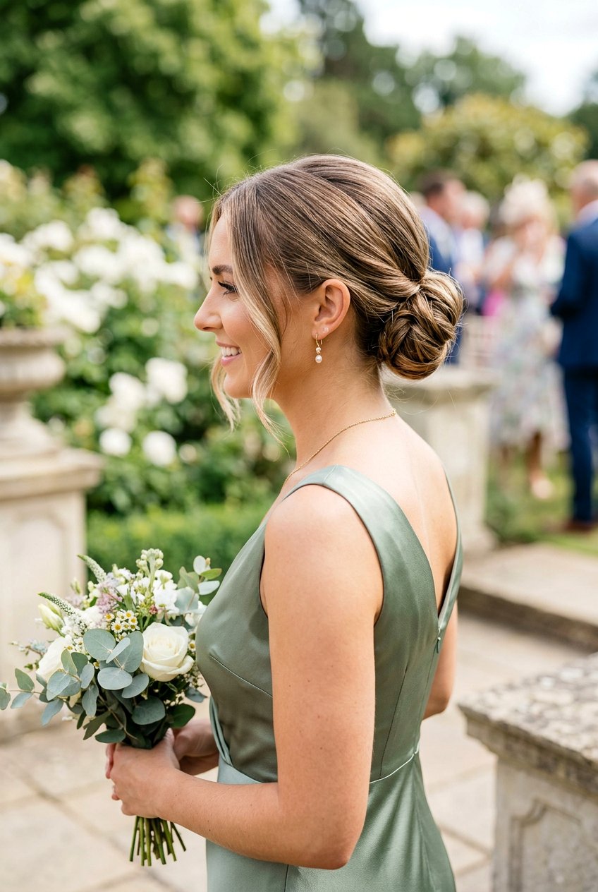 Low Bun - 20 bridesmaid hairstyles for shoulder length hair - 20 bridesmaid hairstyles for shoulder length hair