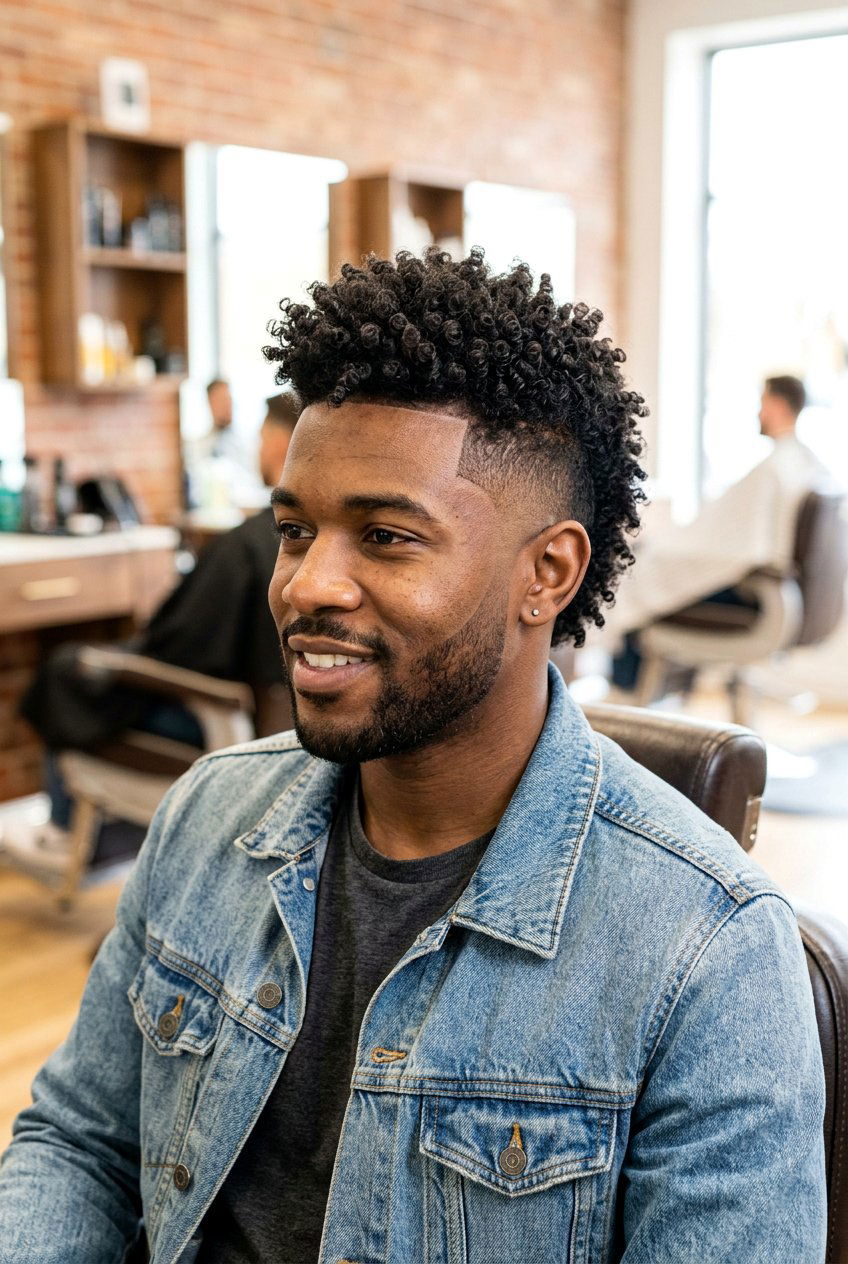 Low Burst Fade Curly Mohawk - 20 burst fade mohawk men curly hair - 20 burst fade mohawk men curly hair