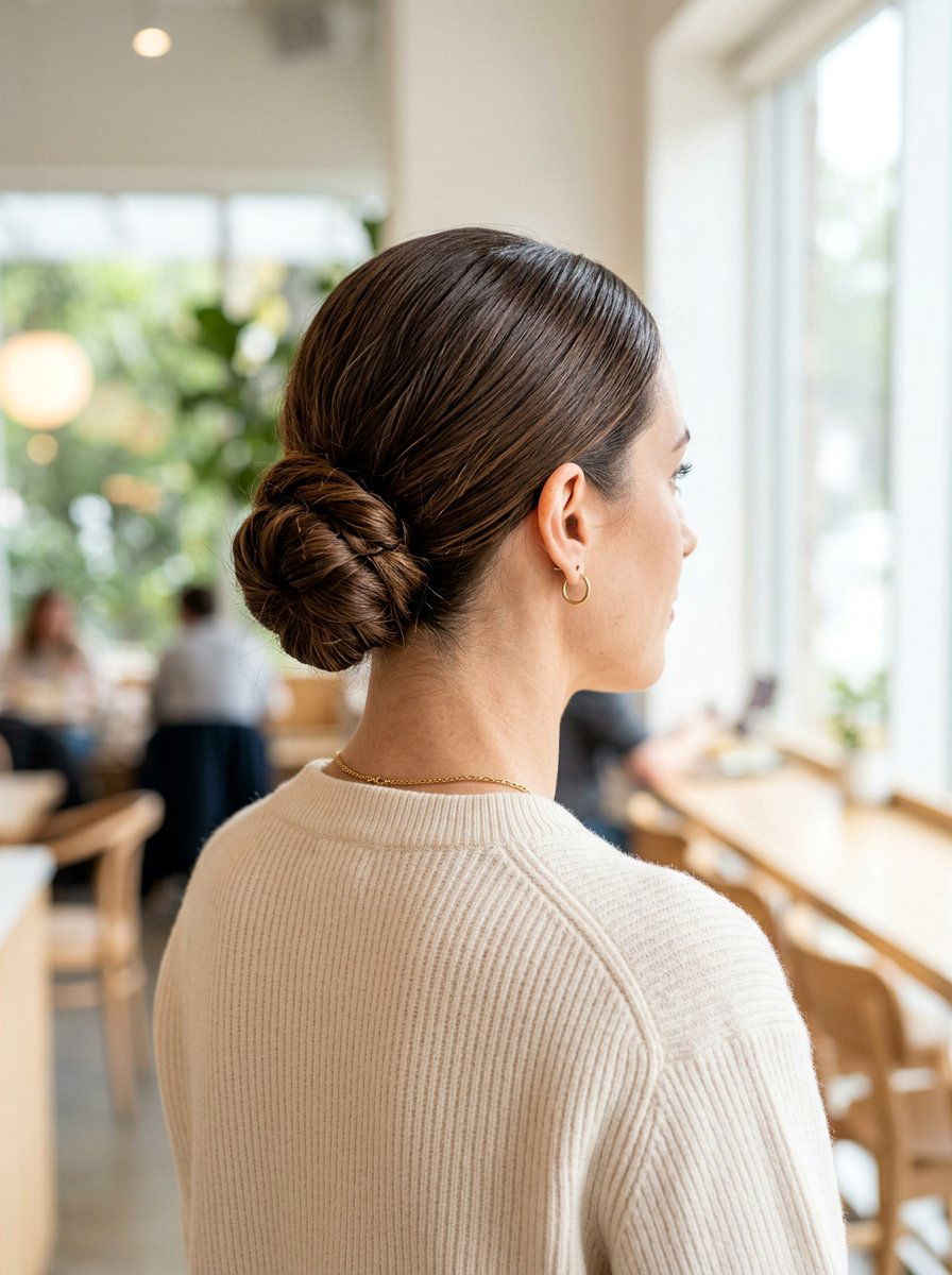 Low Chignon - 20 cute hairstyle for amusement park - 20 cute hairstyle for amusement park