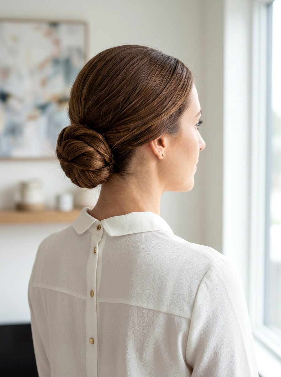 Low Chignon - 20 easy hairstyle for vacation mornings - 20 easy hairstyle for vacation mornings