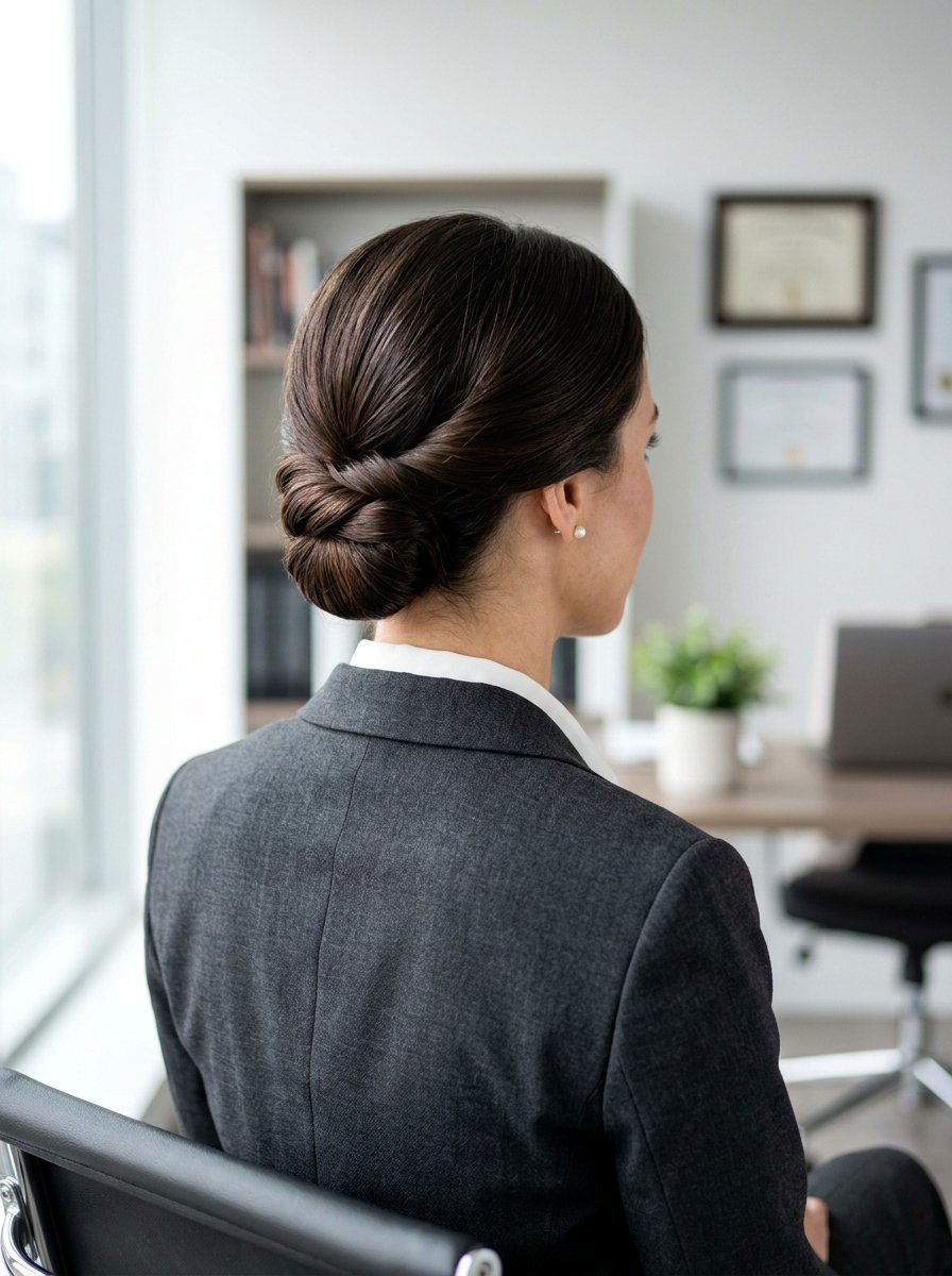 Low Chignon - 20 quick hairstyle for thick coarse hair - 20 quick hairstyle for thick coarse hair