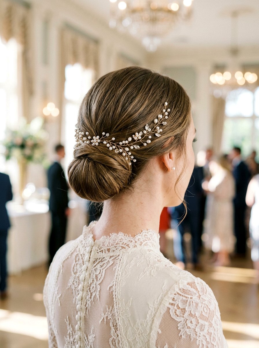 Low Chignon - 20 wedding hairstyles for beach ceremony - 20 wedding hairstyles for beach ceremony