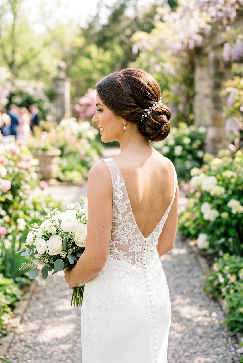 Low Chignon Bridal Updo With Extensions - 20 bridal hairstyle for fine hair with extensions - 20 bridal hairstyle for fine hair with extensions