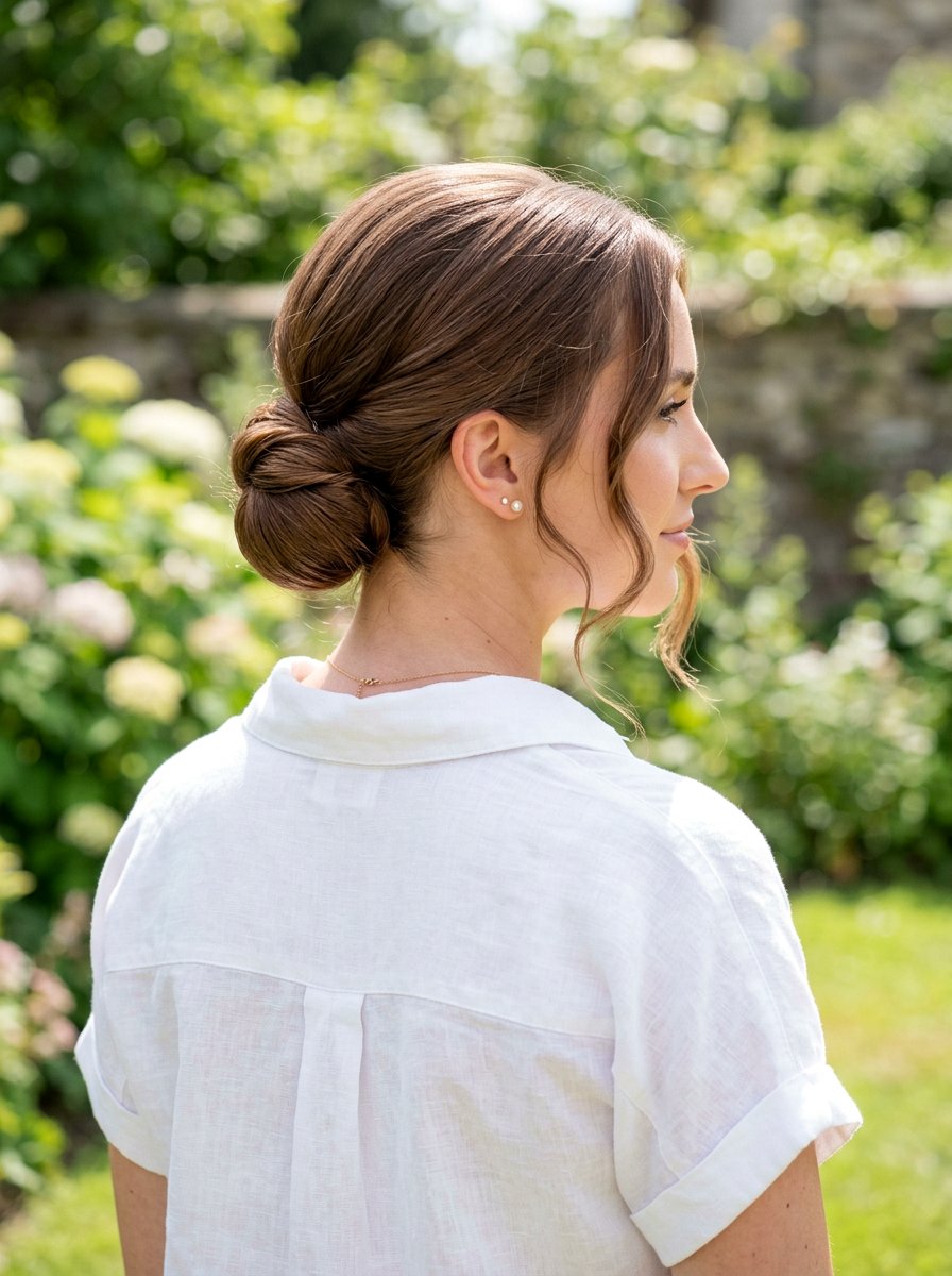 Low Chignon Bun - 20 office hairstyle for mature women over 50 - 20 office hairstyle for mature women over 50