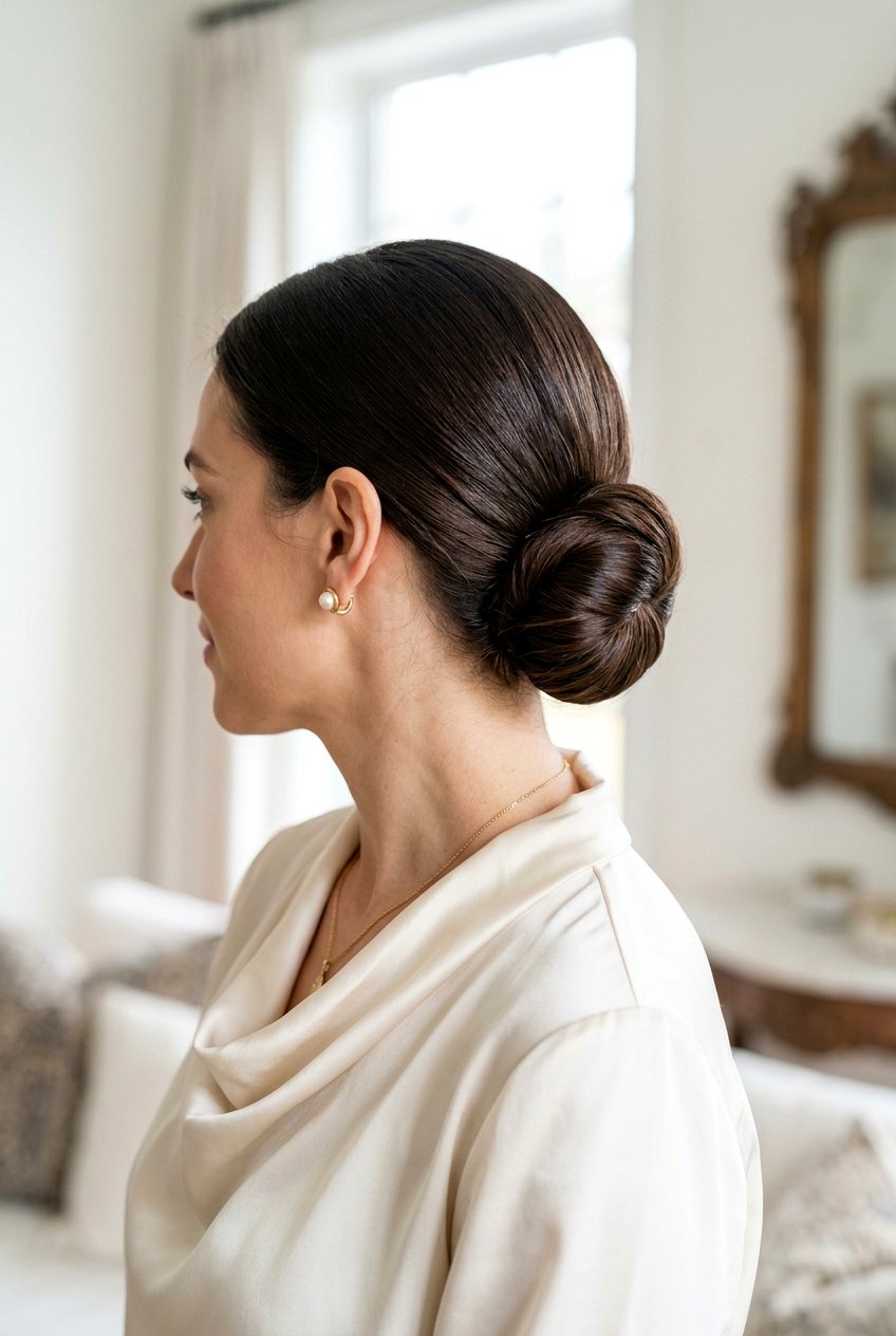 Low Chignon Bun - 20 clean hair day hairstyles - 20 clean hair day hairstyles