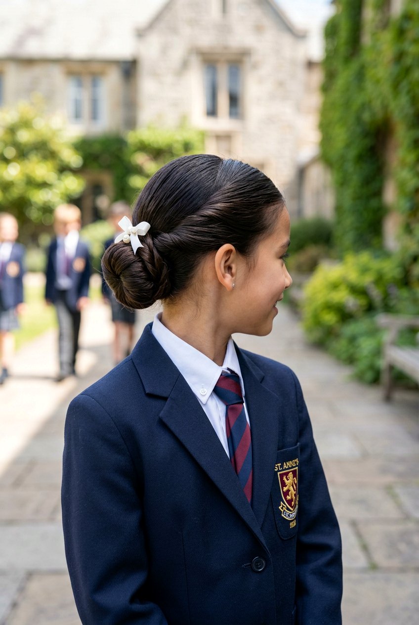 Low Chignon Bun - 20 little girls hairstyle ideas for school - 20 little girls hairstyle ideas for school