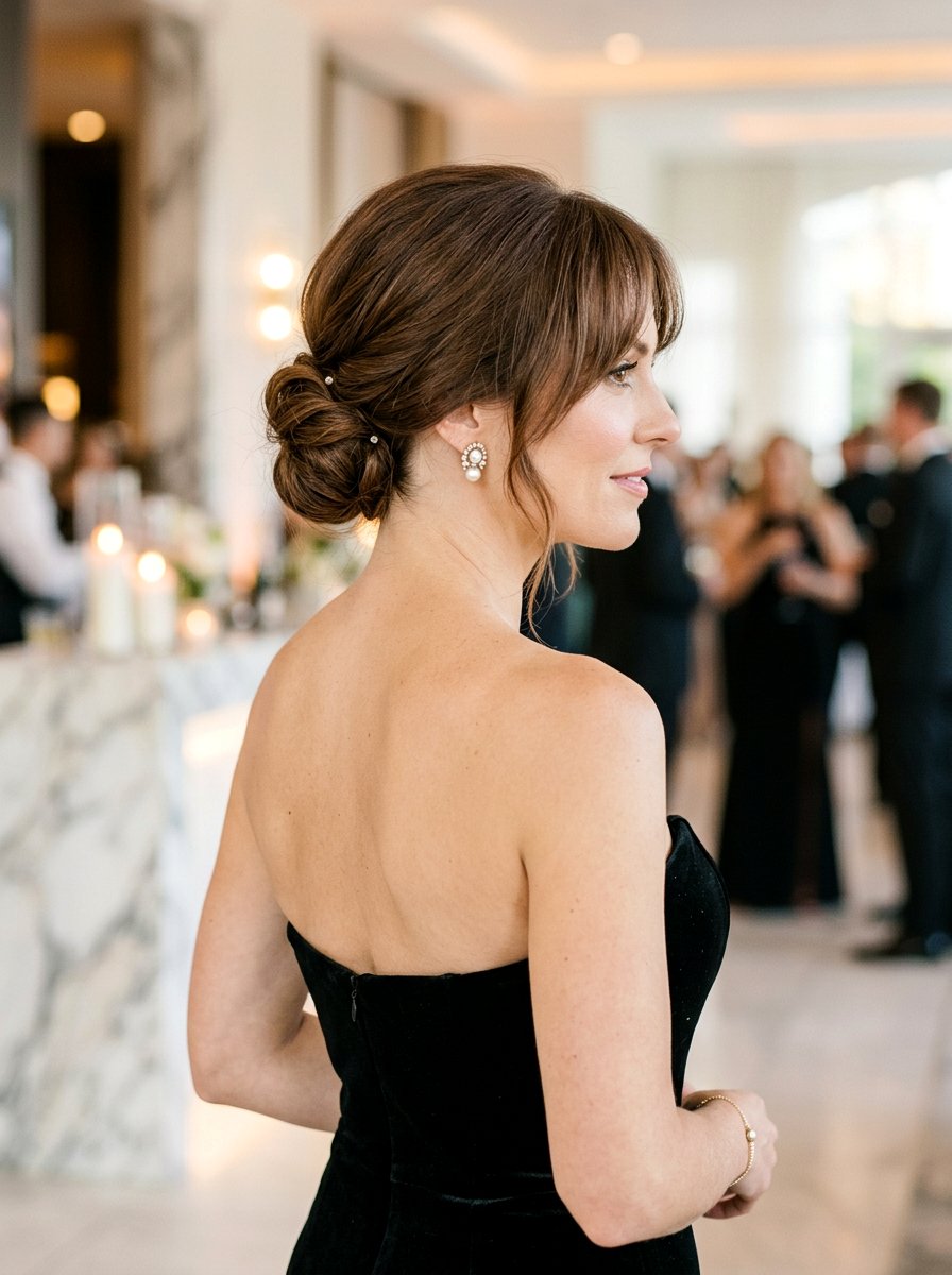 Low Chignon Bun Bob - 20 date night hairstyle for shoulder length bob - 20 date night hairstyle for shoulder length bob