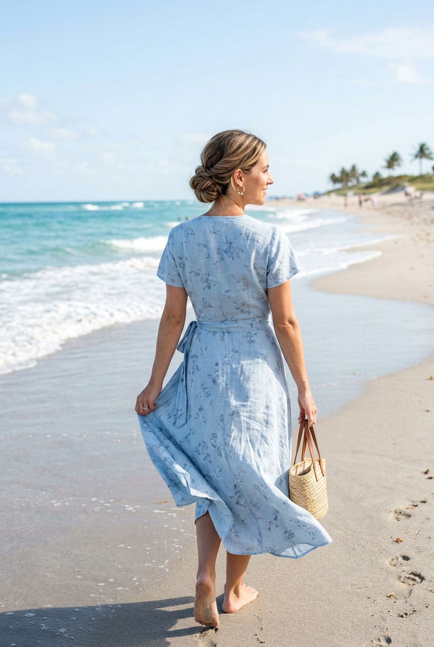 Low Chignon Bun For Beach Photos - 20 beach photo shoot hairstyles - 20 beach photo shoot hairstyles