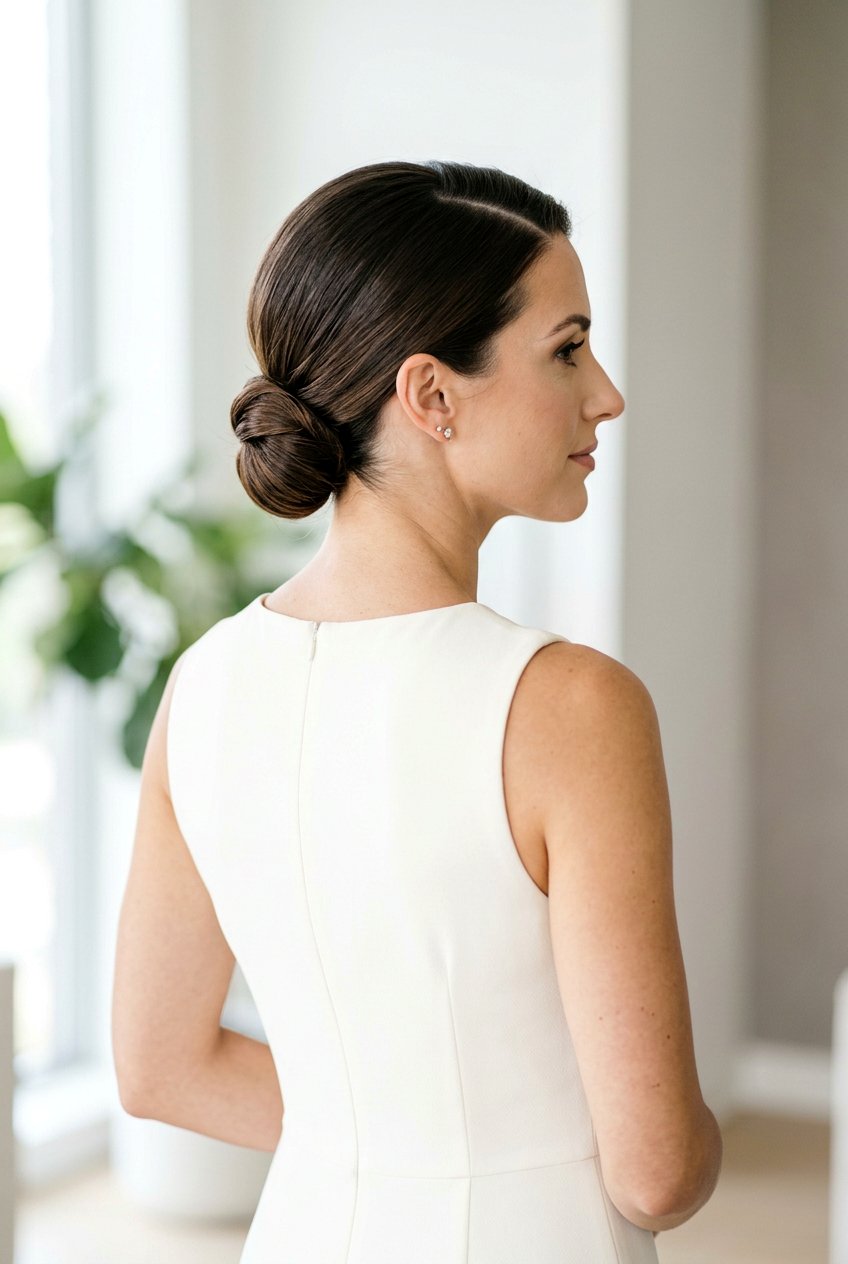 Low Chignon Bun For Frizz Prone Hair - 20 anti frizz hairstyles for summer - 20 anti frizz hairstyles for summer