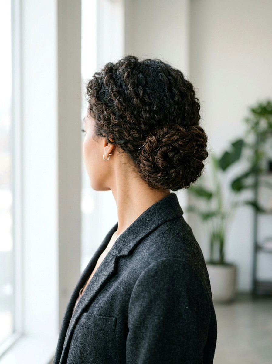 Low Chignon For Curly Hair - 20 easy work hairstyle for long curly hair - 20 easy work hairstyle for long curly hair