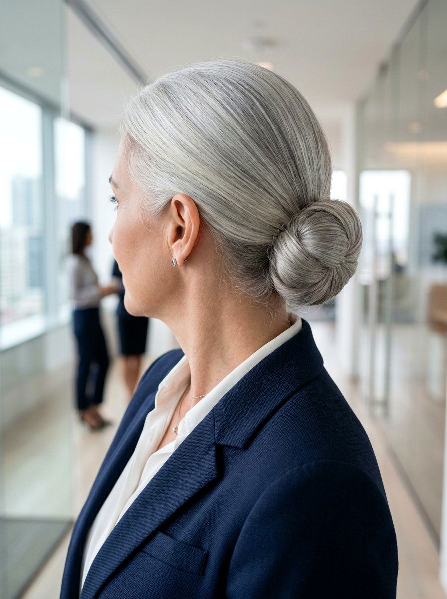 Low Chignon For Silver Hair - 20 easy hairstyle for naturally gray hair - 20 easy hairstyle for naturally gray hair