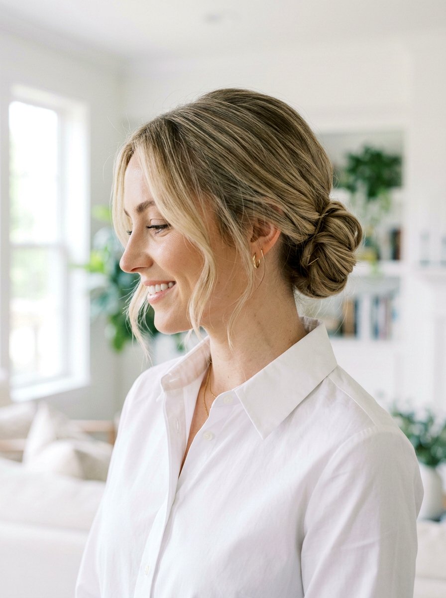 Low Chignon Long Layers Interview - 20 interview hairstyle for long layers - 20 interview hairstyle for long layers