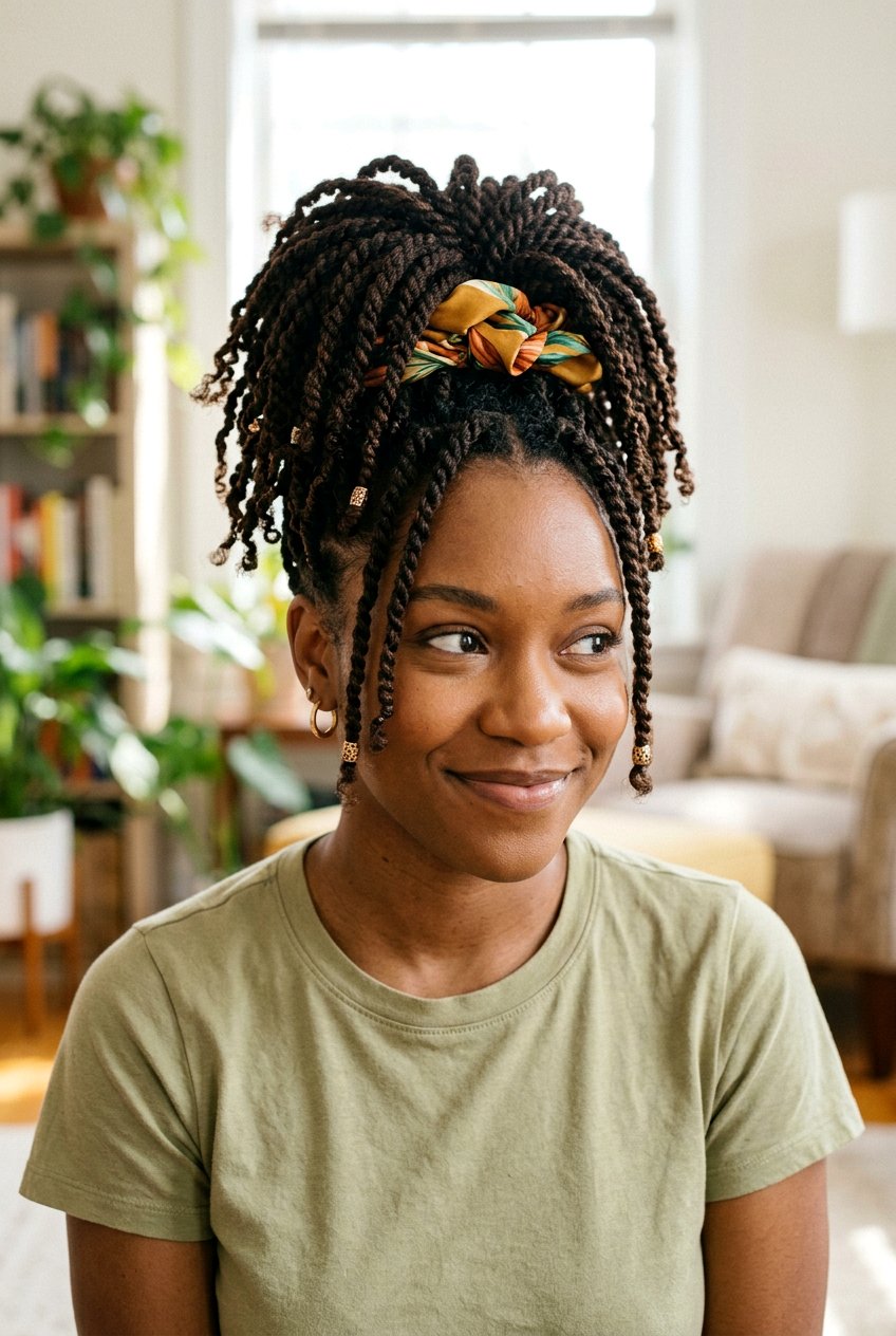 Low Chignon Mini Twist Updo - 20 mini twist updo hairstyle - 20 mini twist updo hairstyle