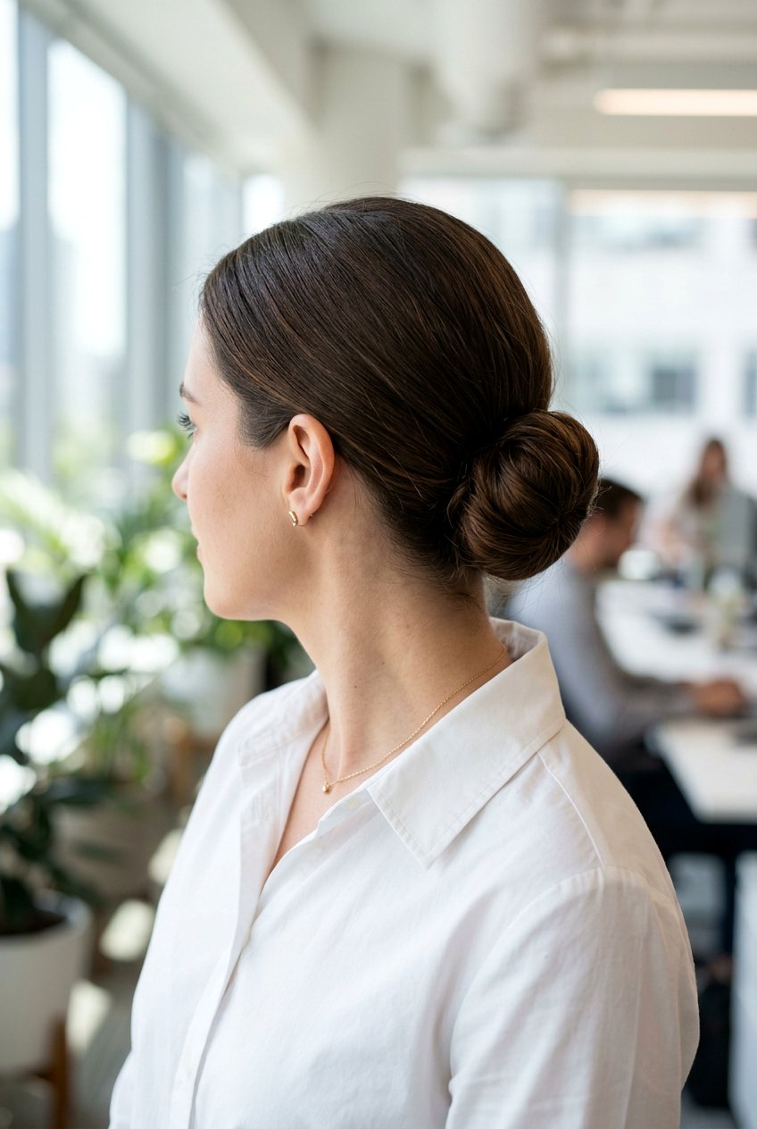 Low Chignon Office Bun - 20 minimalist office bun hairstyle - 20 minimalist office bun hairstyle