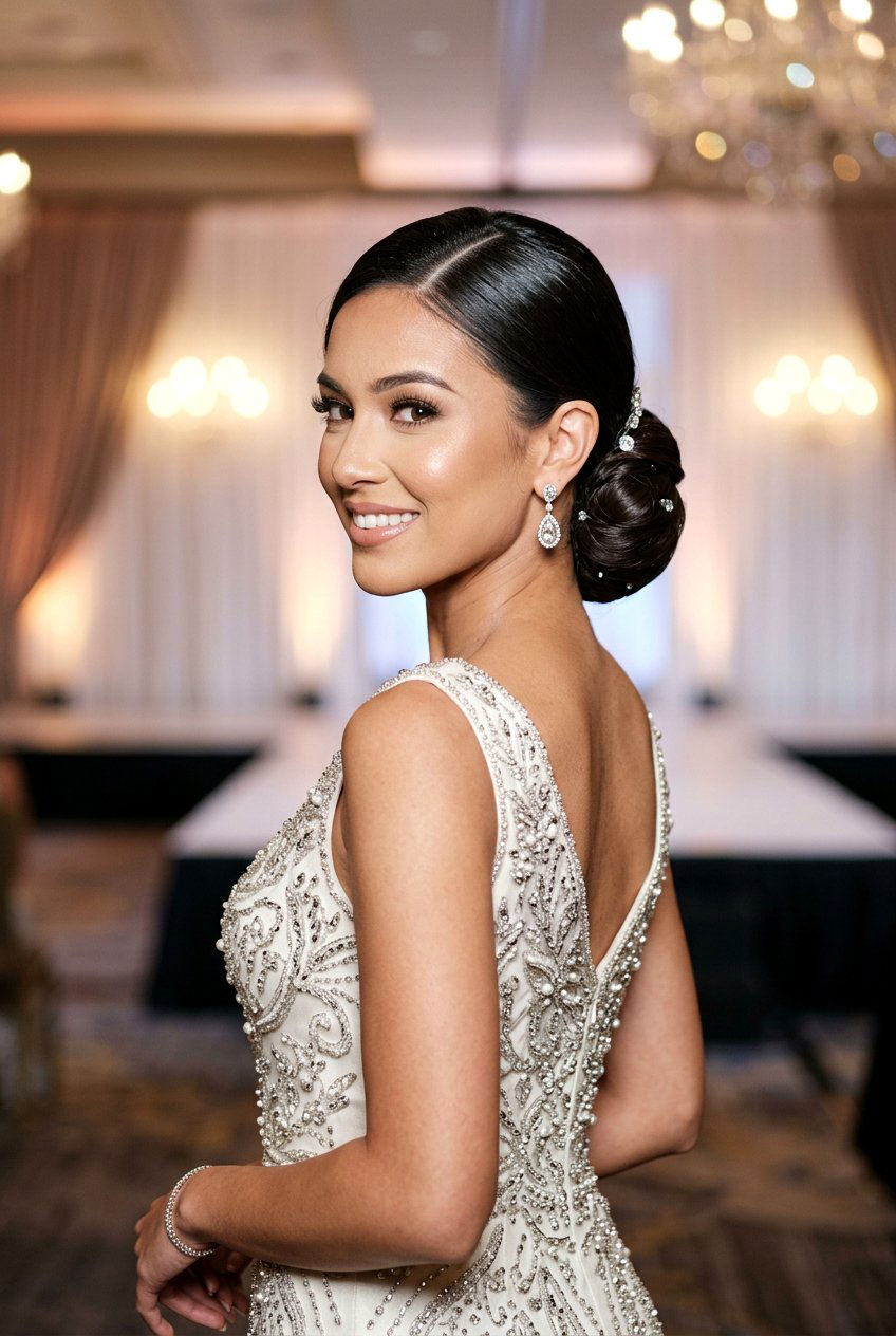 Low Chignon Pageant Updo - 20 pageant updo hairstyles - 20 pageant updo hairstyles