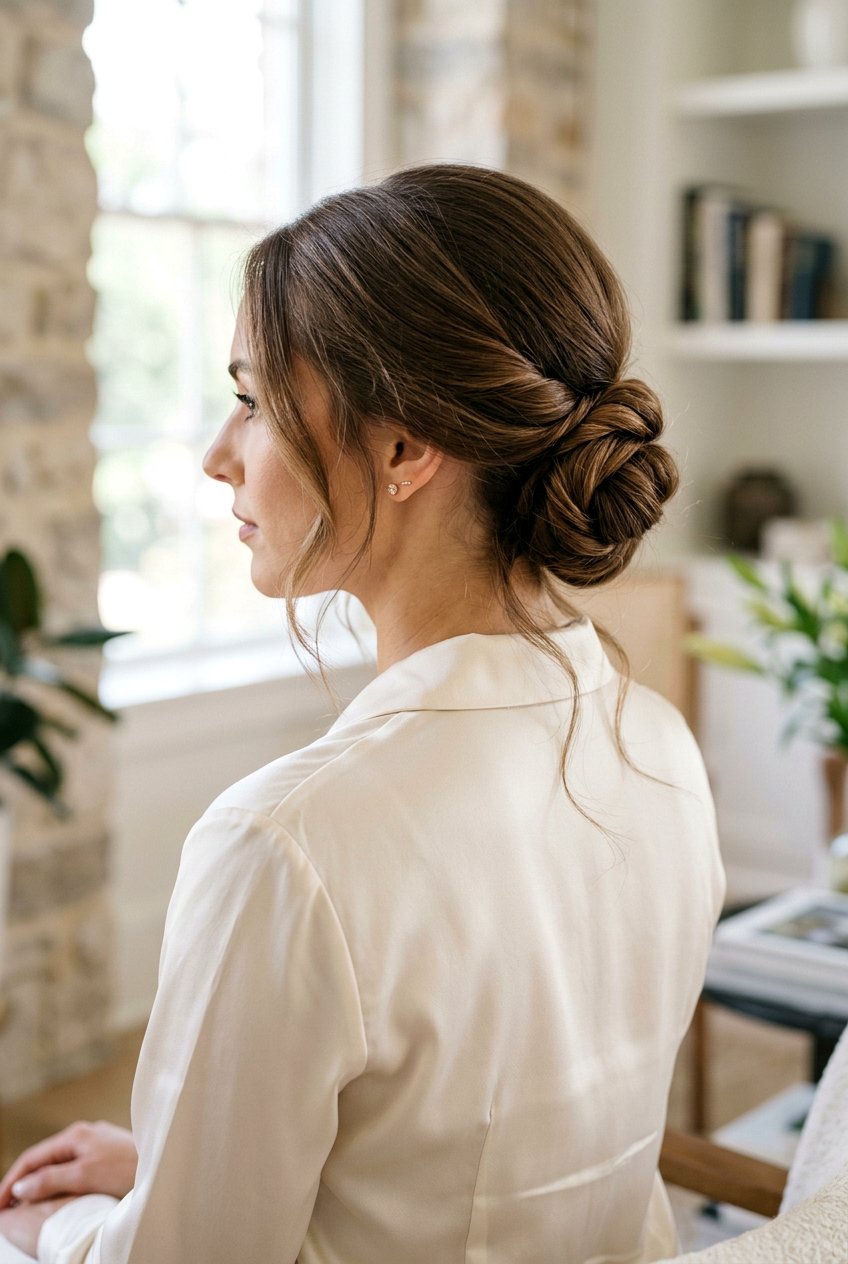 Low Chignon Updo - 20 birthday hairstyle for long straight hair - 20 birthday hairstyle for long straight hair