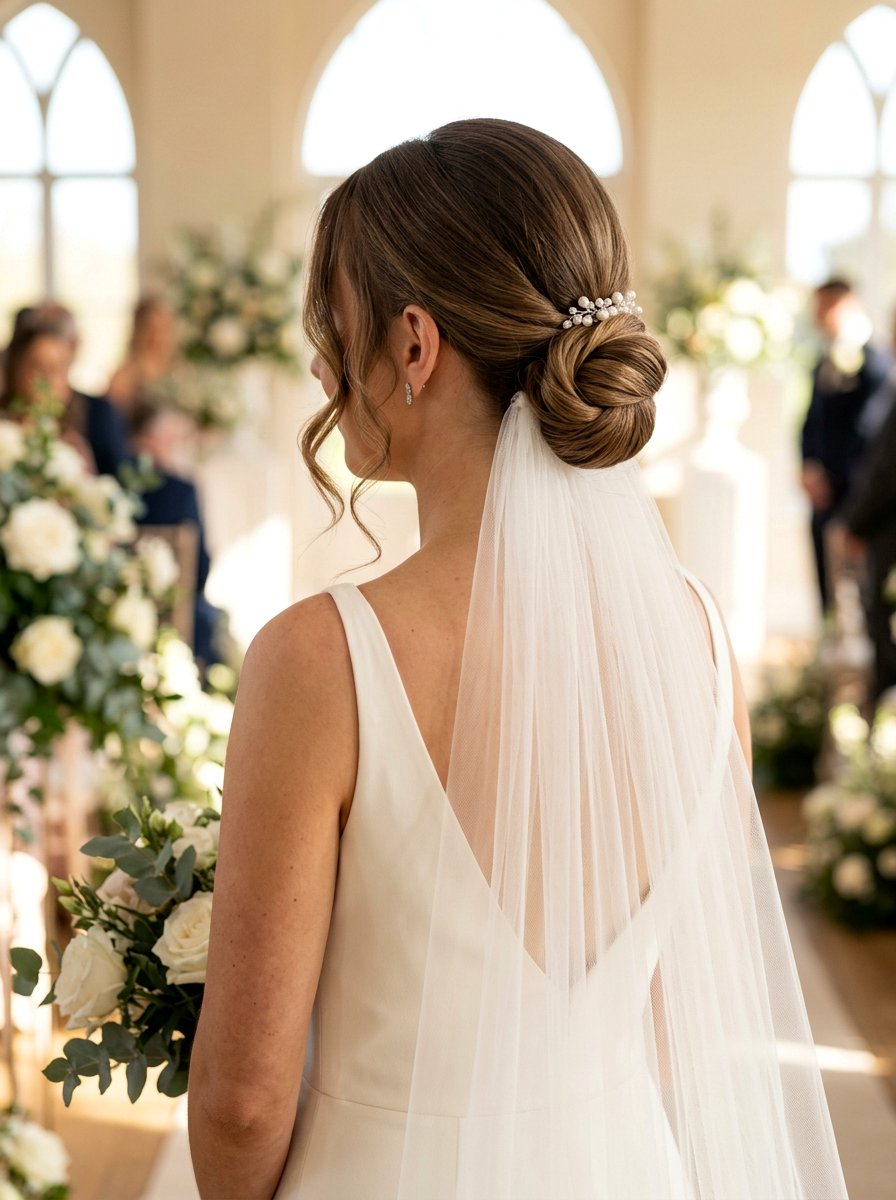 Low Chignon Wedding Updo With Veil - 20 veil friendly wedding updo - 20 veil friendly wedding updo