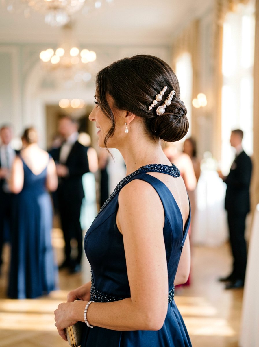 Low Chignon With Barrettes - 20 lazy heatless hairstyles for mornings - 20 lazy heatless hairstyles for mornings