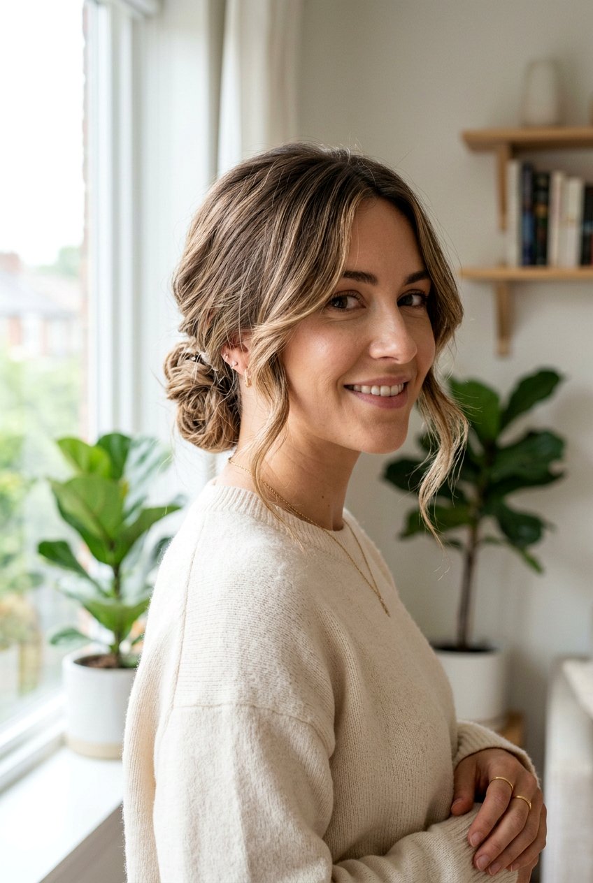 Low Chignon With Face Framing Layers - 20 modern low chignon - 20 modern low chignon